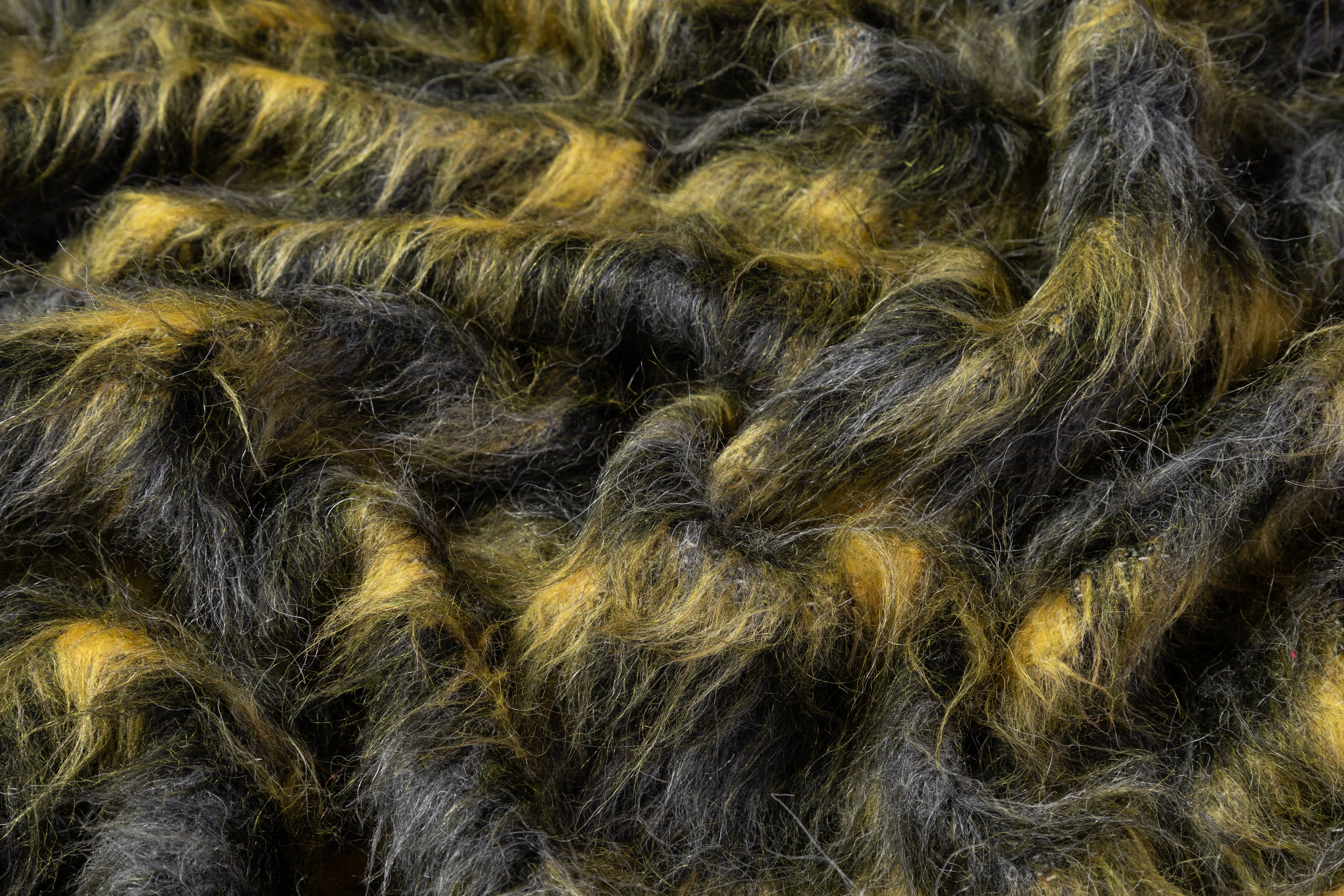 Plaid Wool Mohair Blend Coating - Yellow / Gray