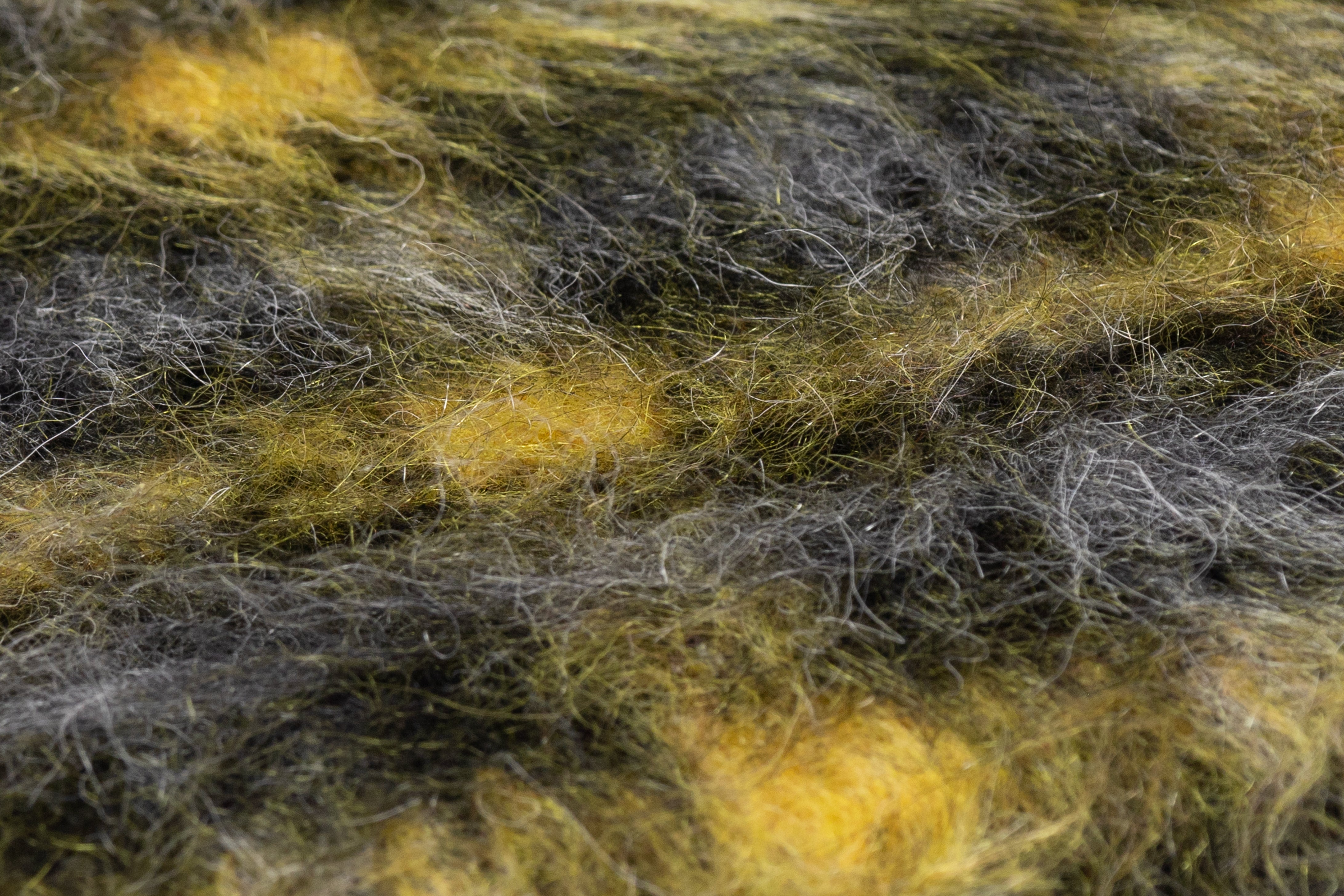 Plaid Wool Mohair Blend Coating - Yellow / Gray