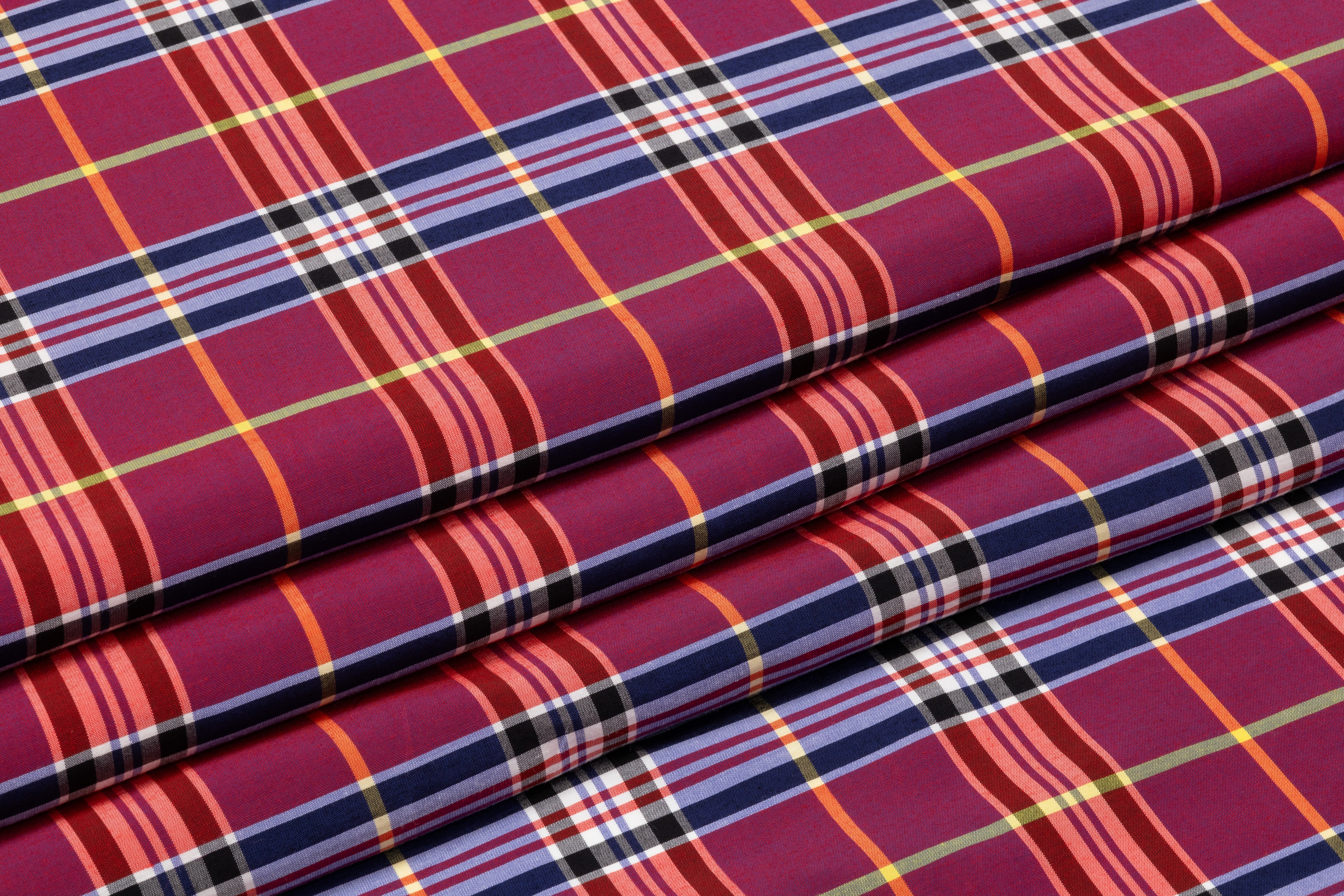 Plaid Italian Viscose Cupro Shirting - Raspberry / Navy