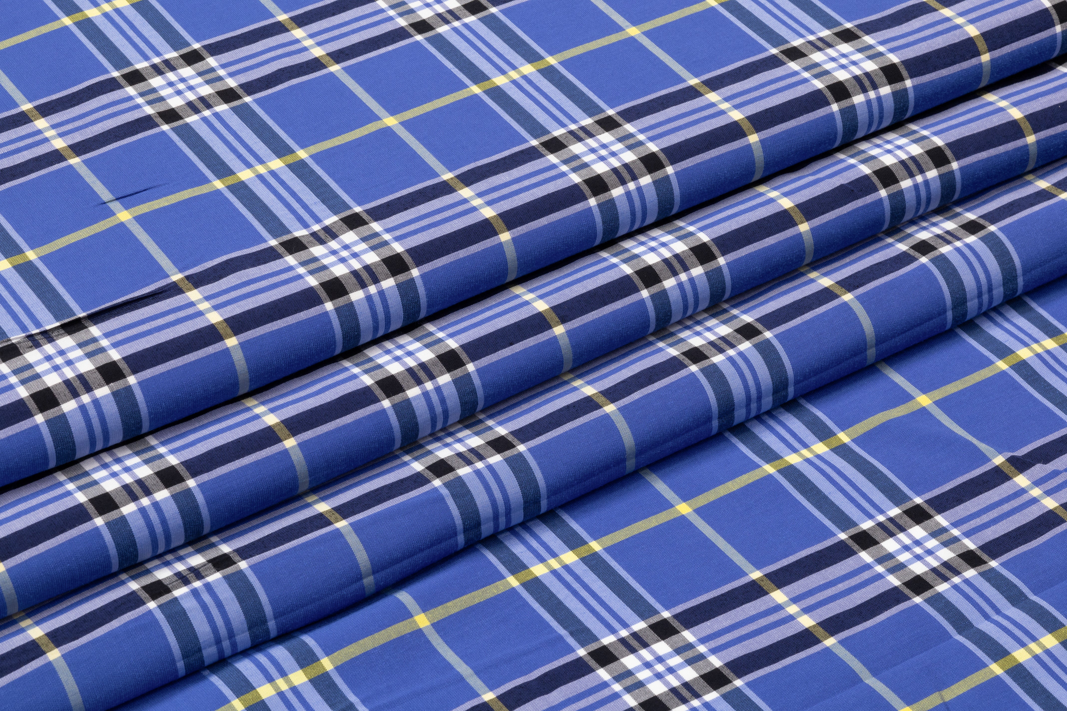 Plaid Italian Viscose Cupro Shirting - Blue