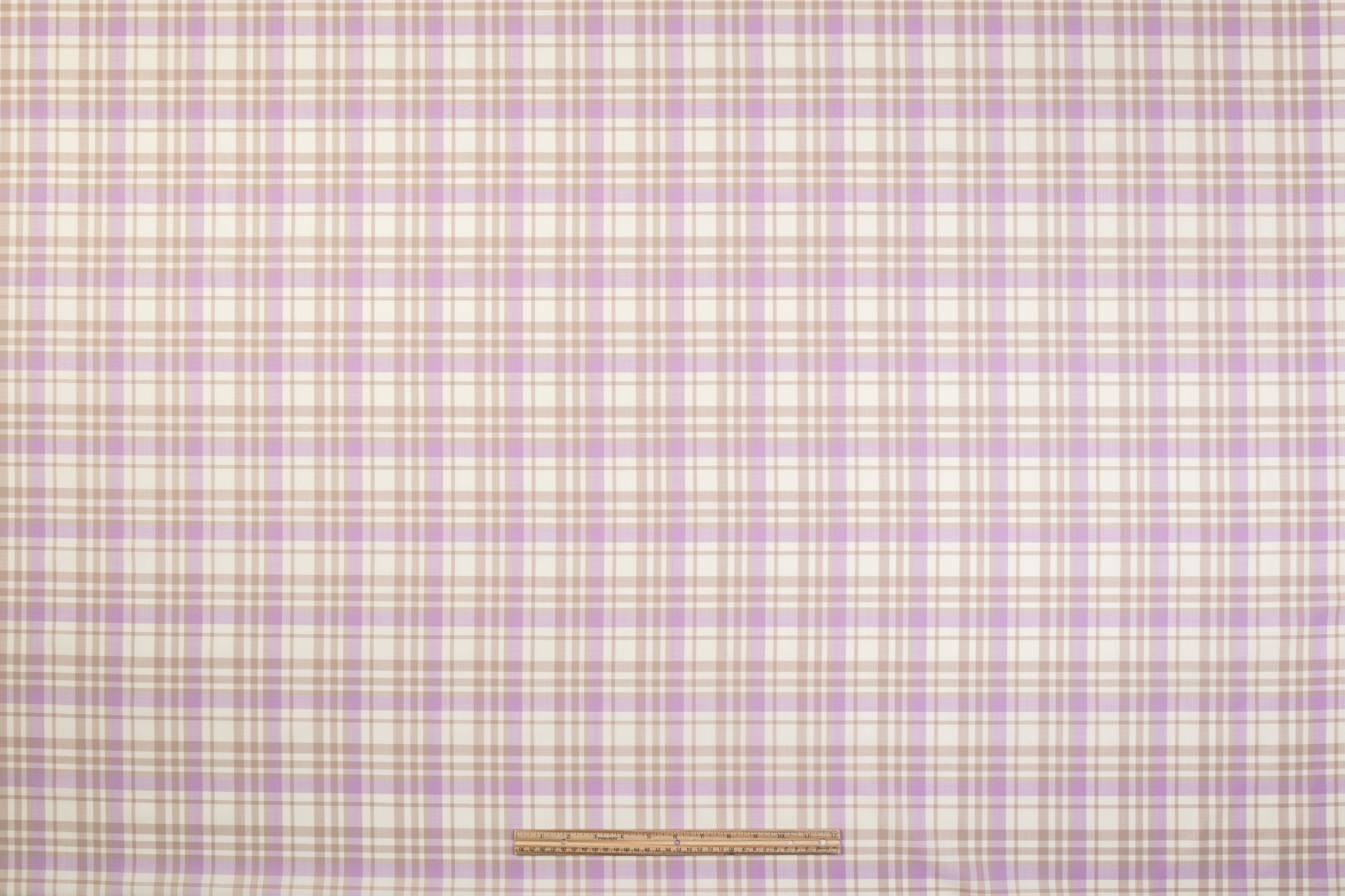 Checked Italian Wool Suiting - Purple / Taupe