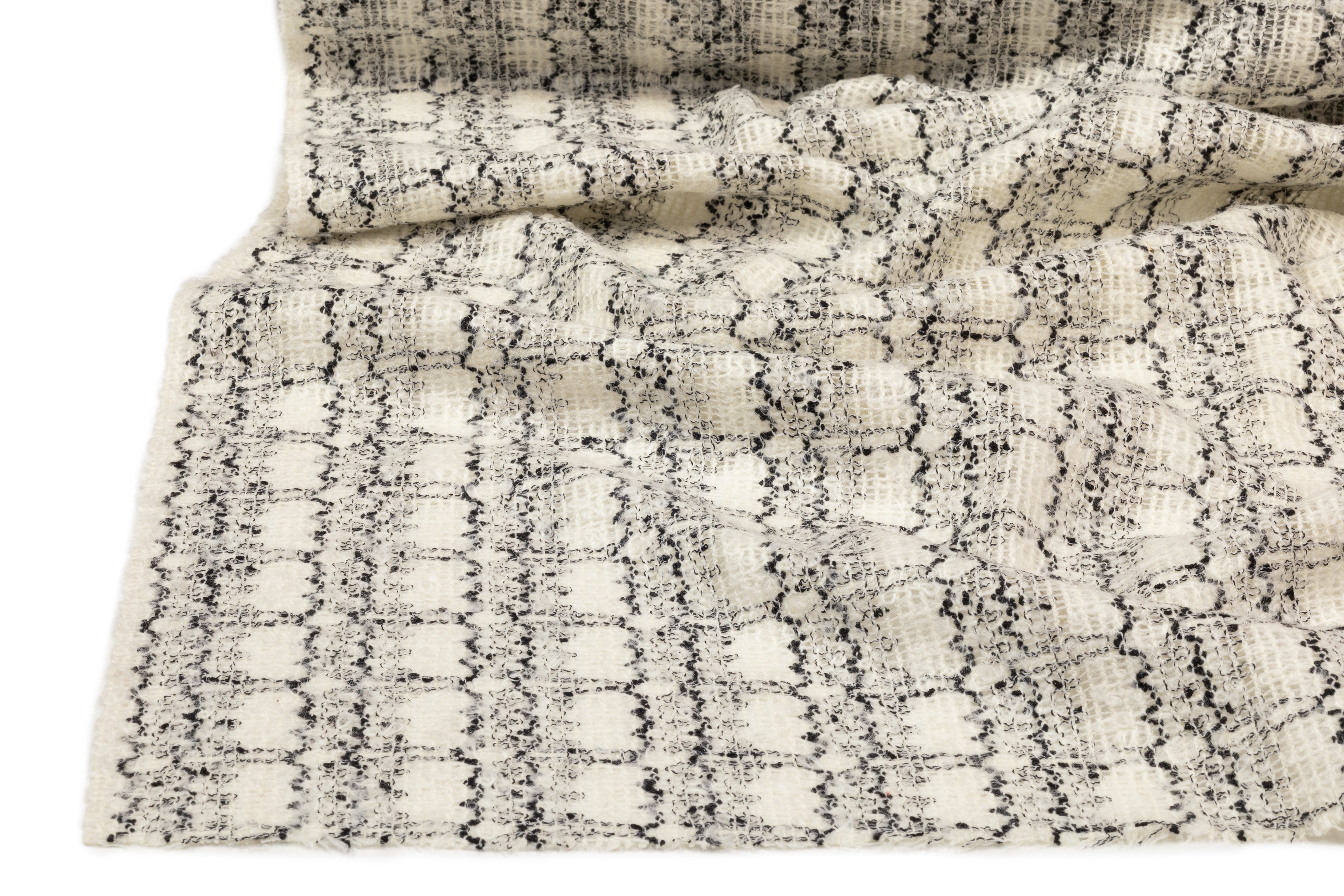 Novelty Italian Wool Tweed Boucle - Black / Ivory