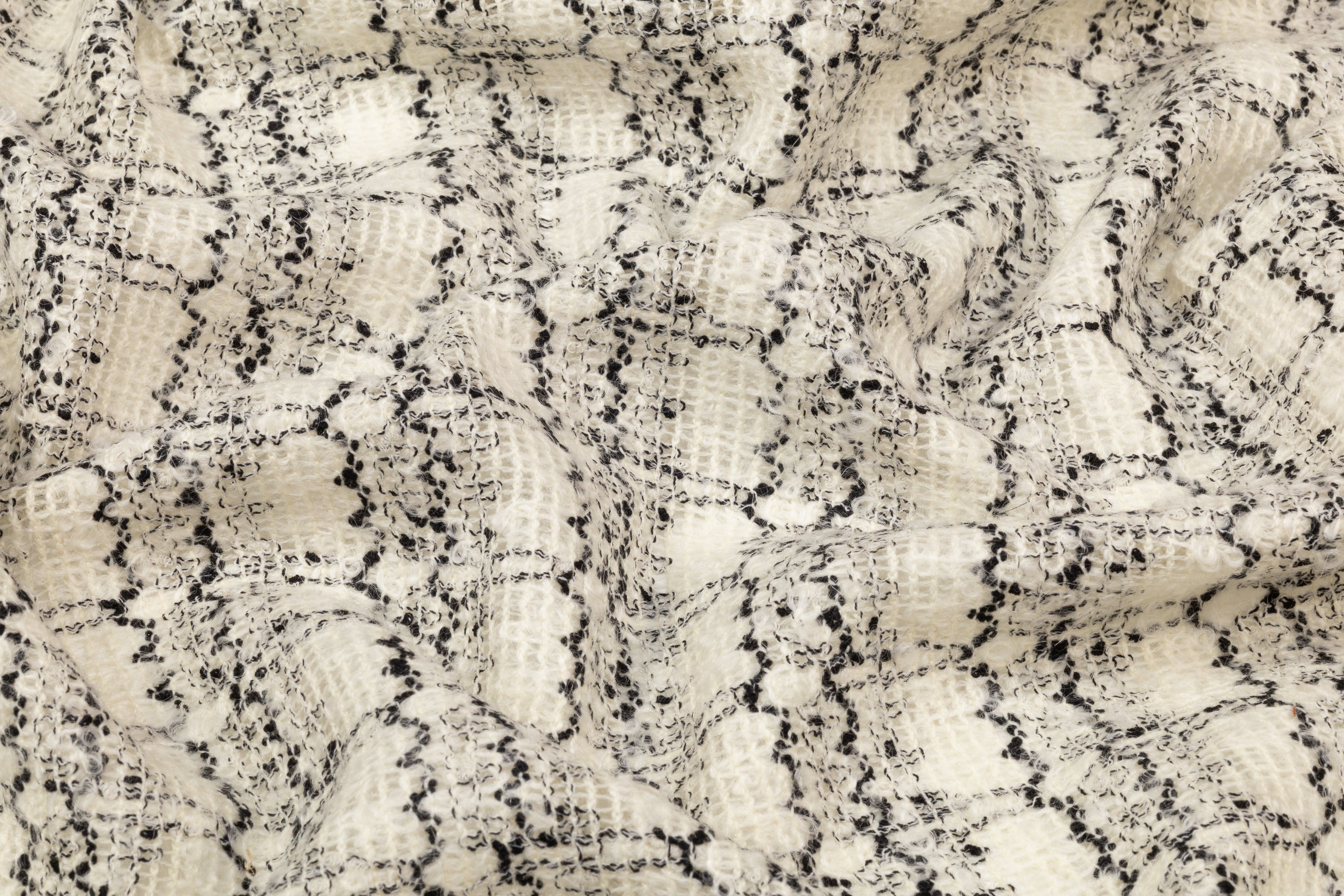 Novelty Italian Wool Tweed Boucle - Black / Ivory