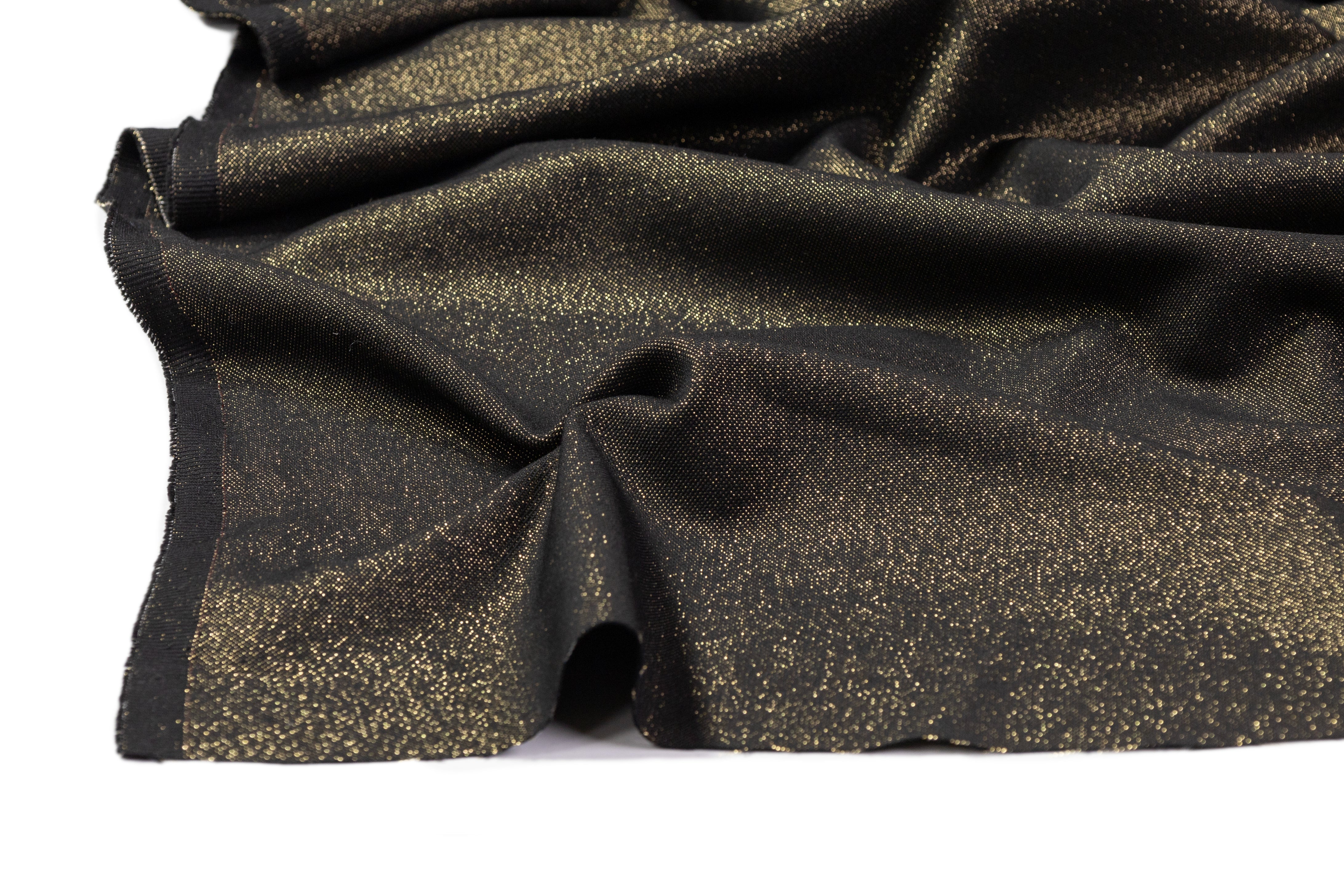 Metallic Italian Poly Viscose Suiting - Black / Gold