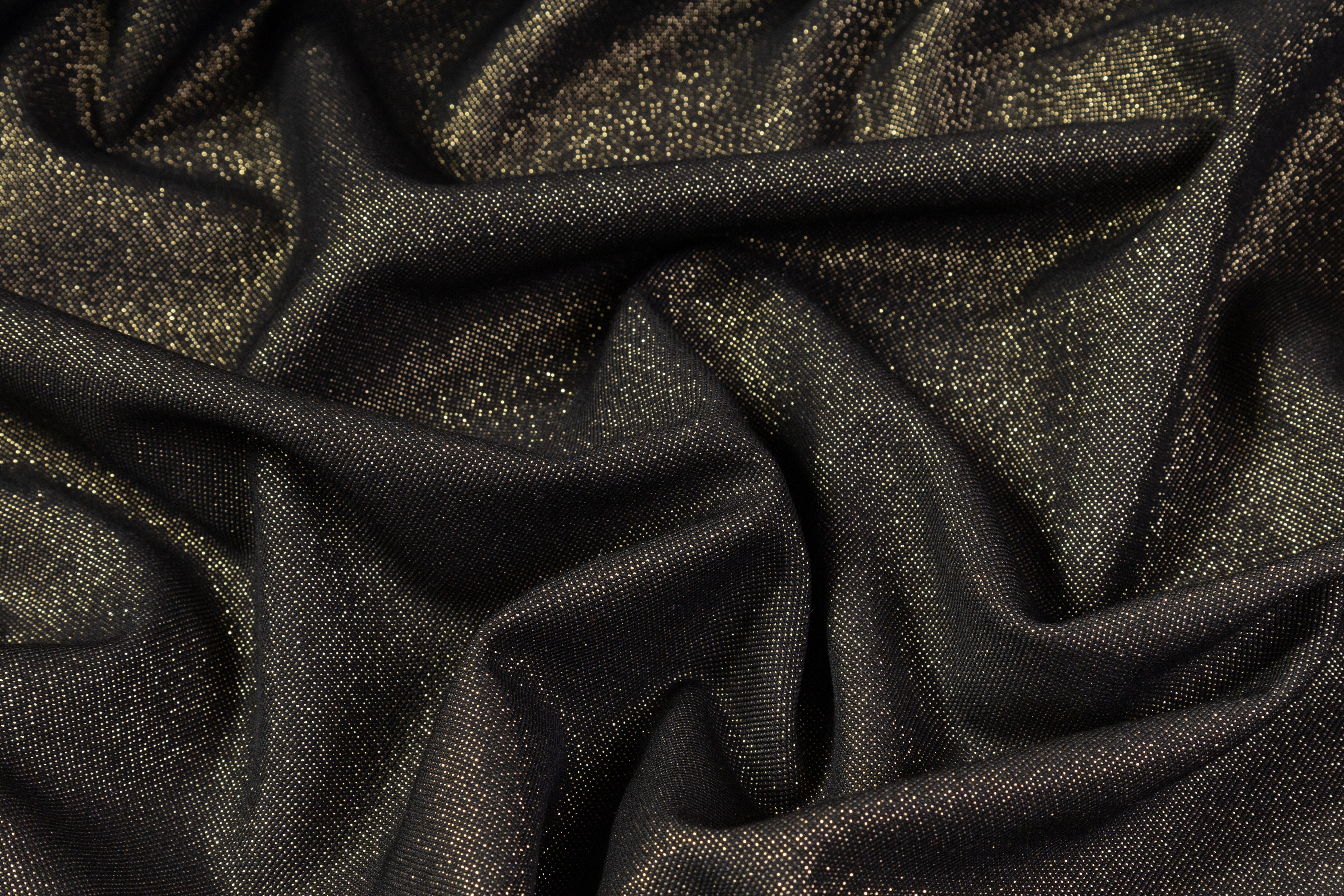 Metallic Italian Poly Viscose Suiting - Black / Gold