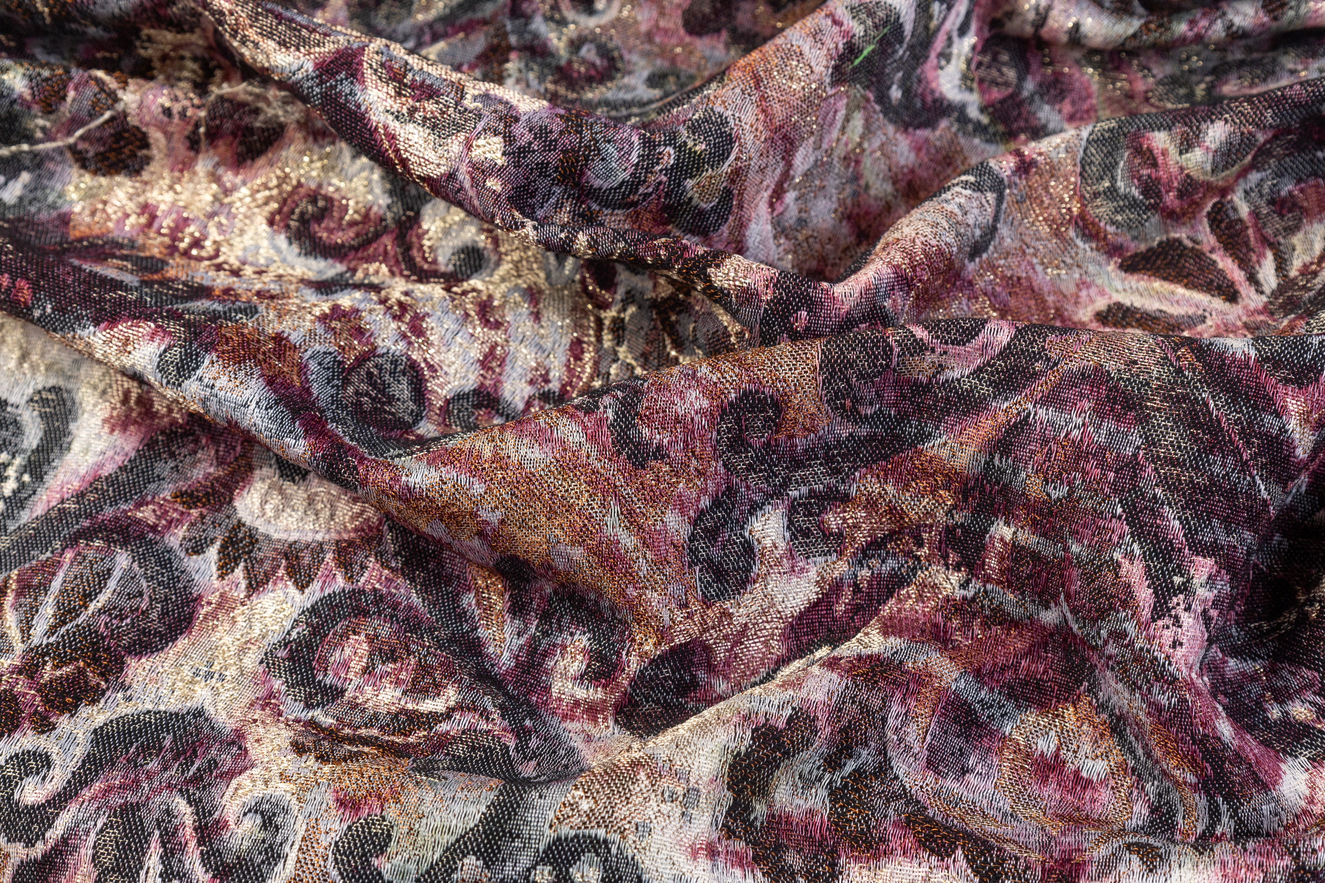 Abstract Damask Italian Wool Blend Brocade - Multicolor