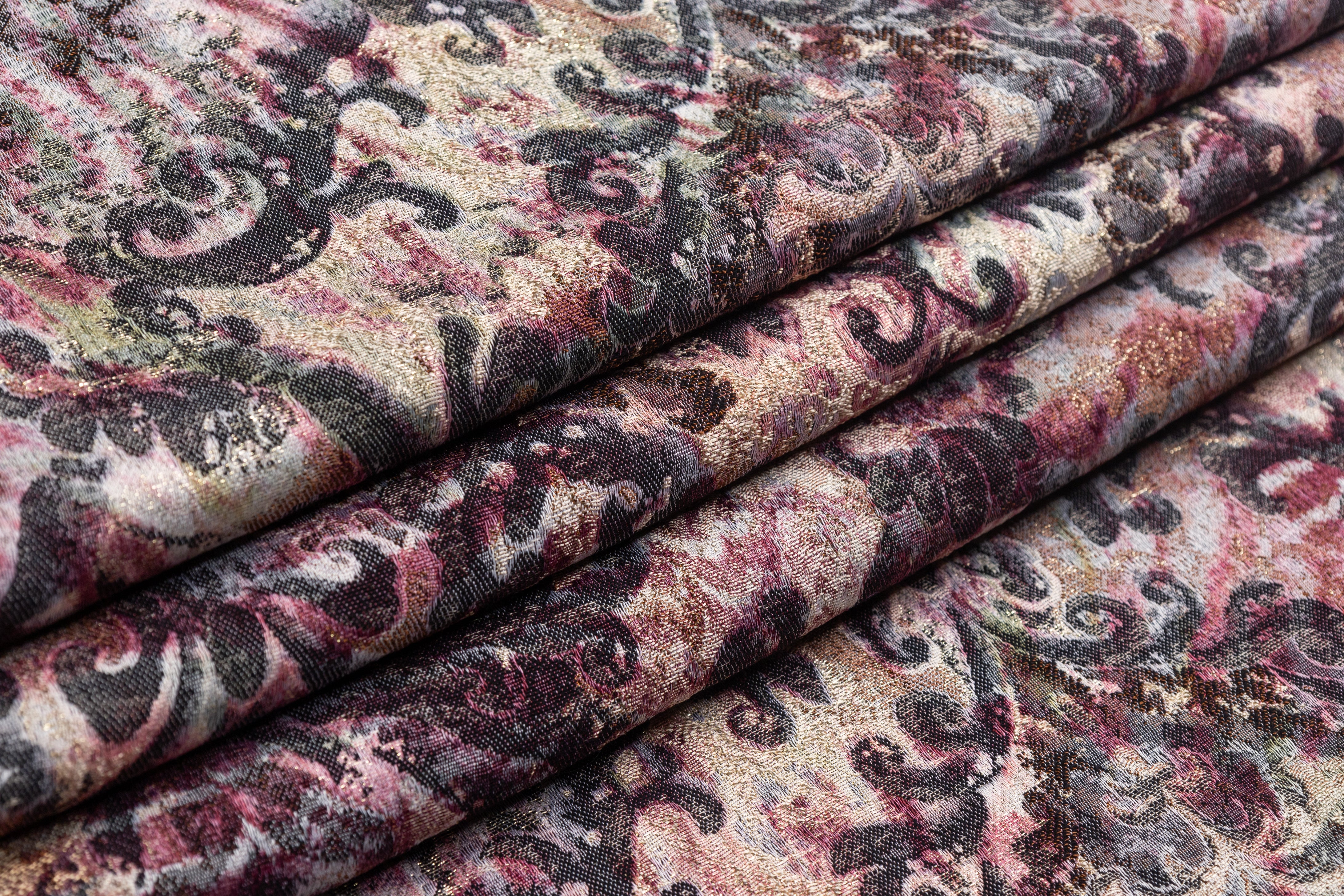 Abstract Damask Italian Wool Blend Brocade - Multicolor