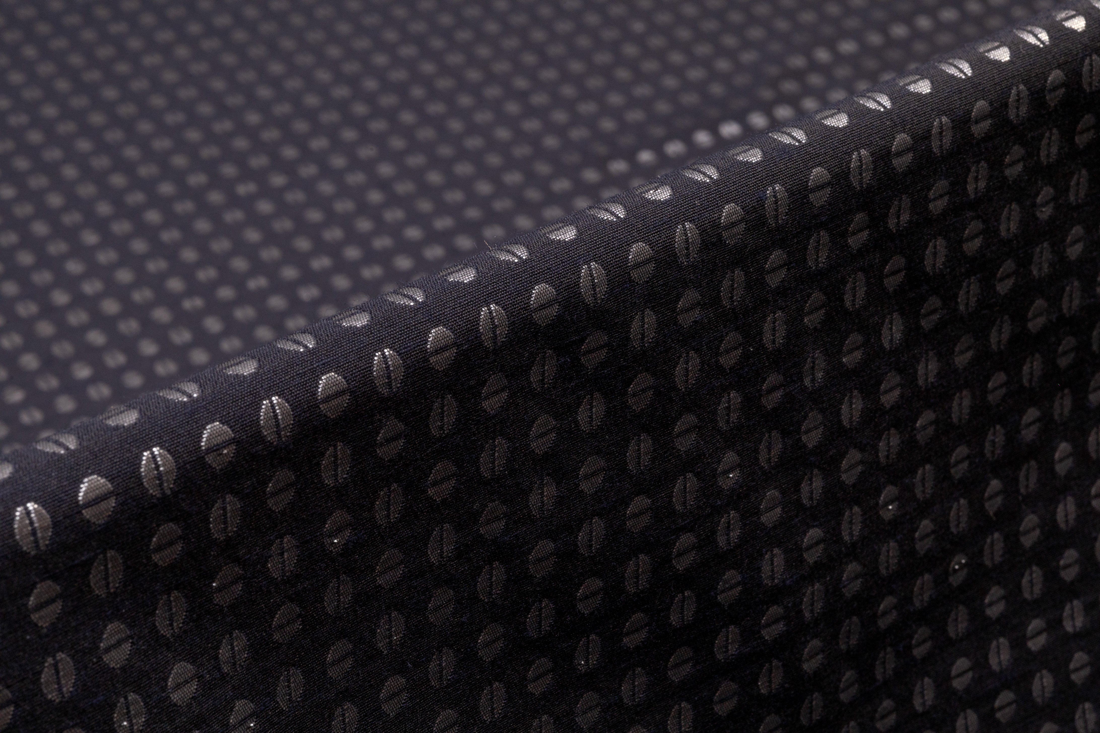 Metallic Italian Wool Blend Brocade - Navy / Silver