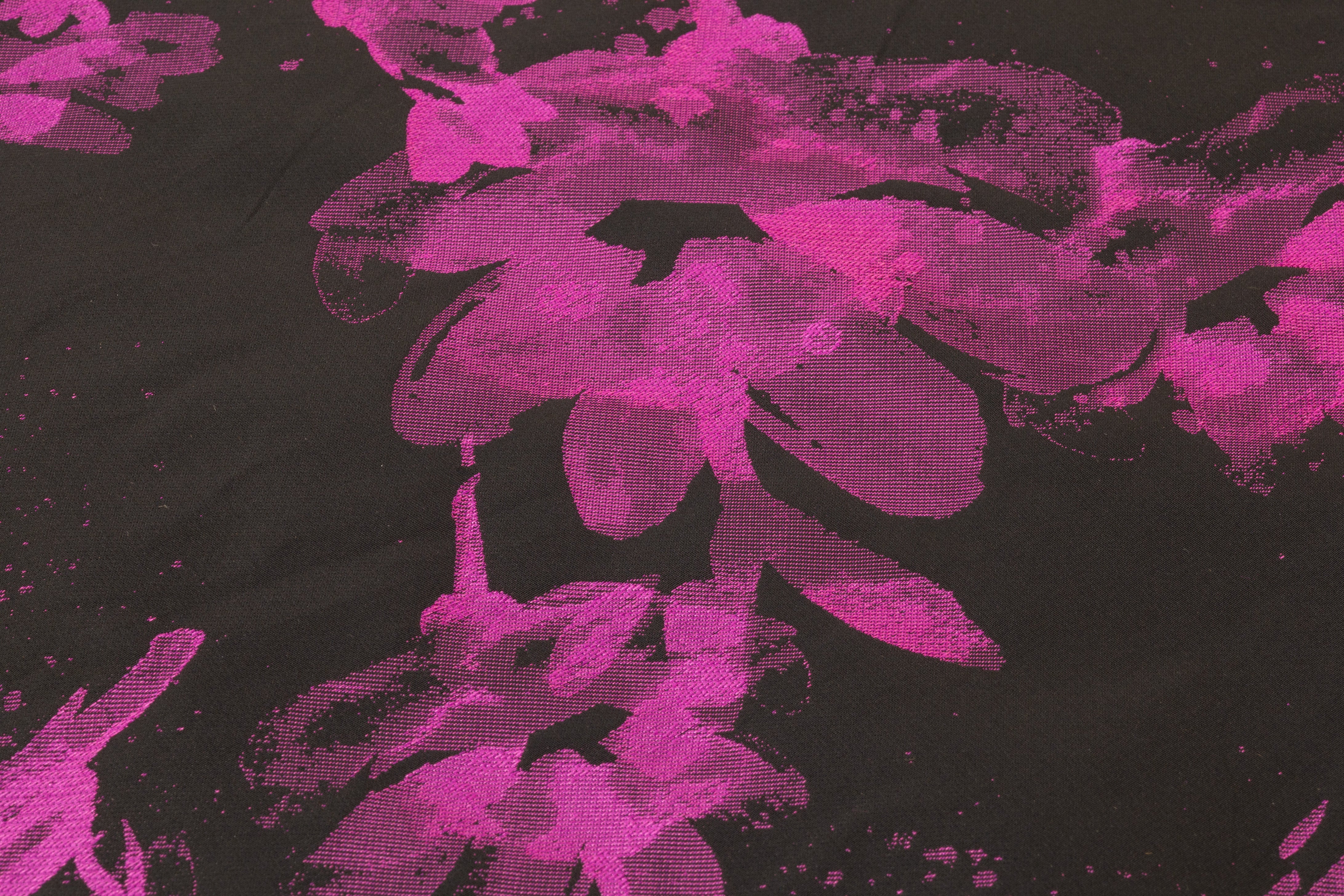 Floral Italian Taffeta Jacquard - Black / Fuchsia