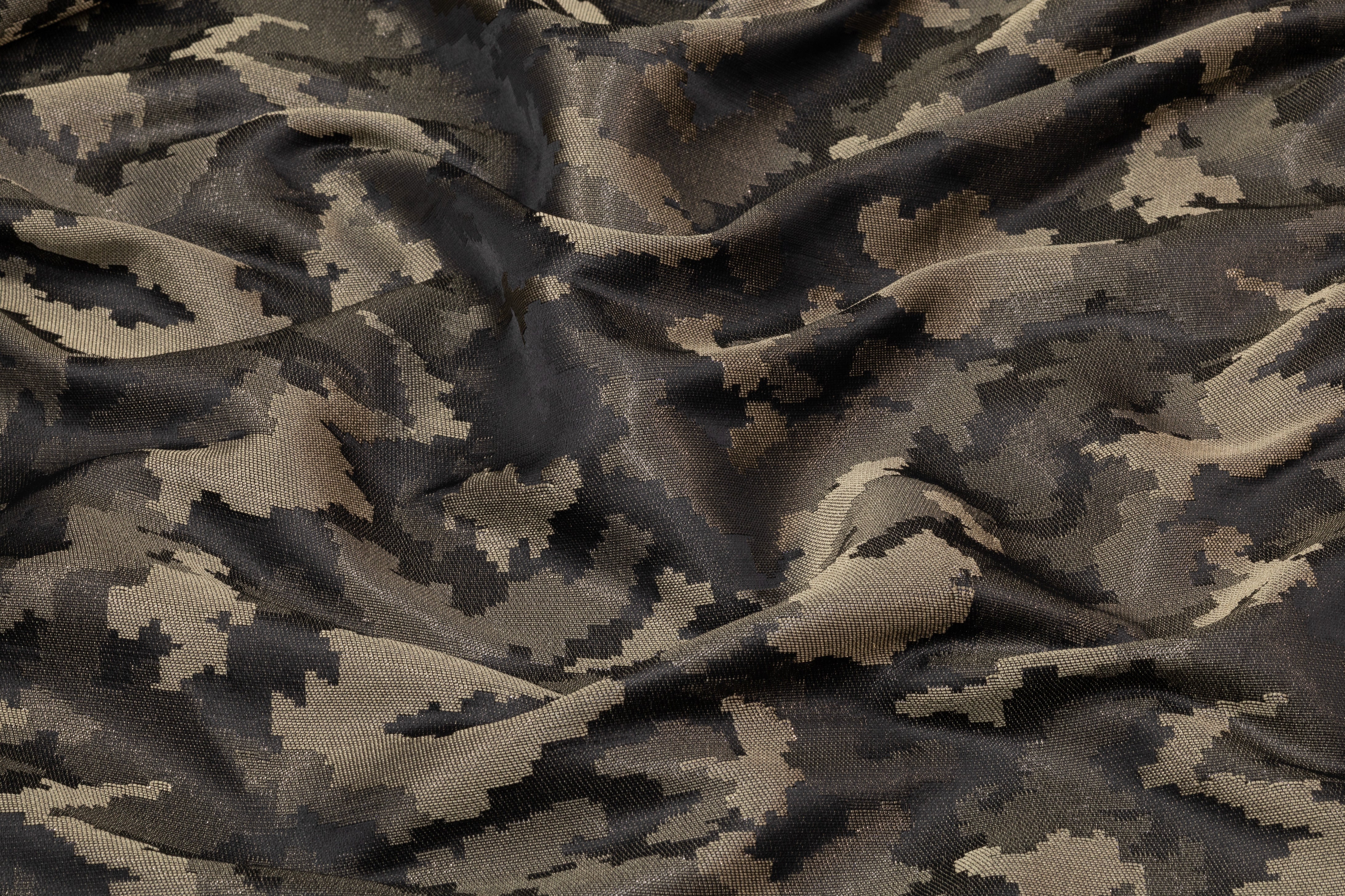Camouflage Italian Brocade - Gunmetal Green