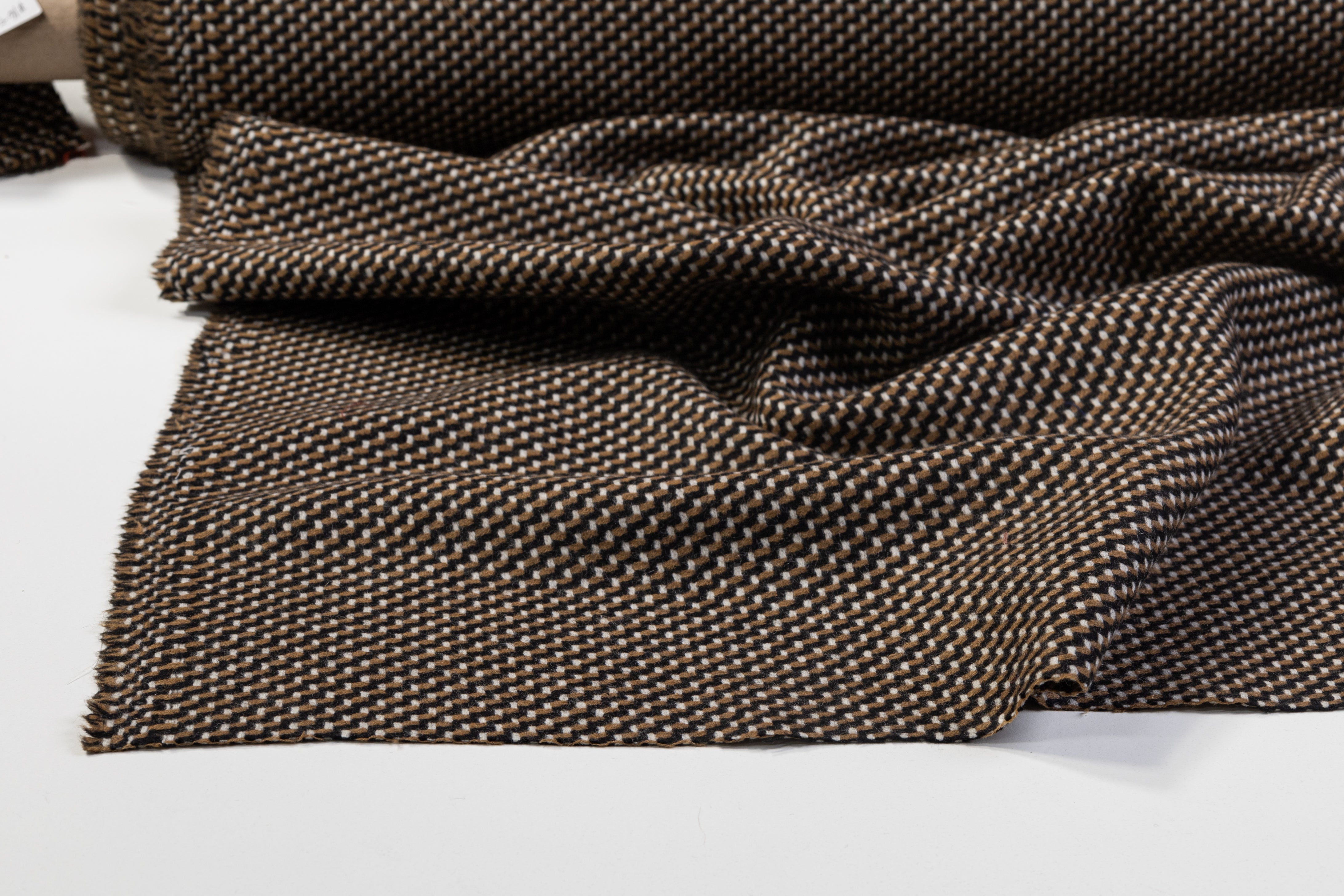 Italian Wool Tweed Coating - Brown / Black / White