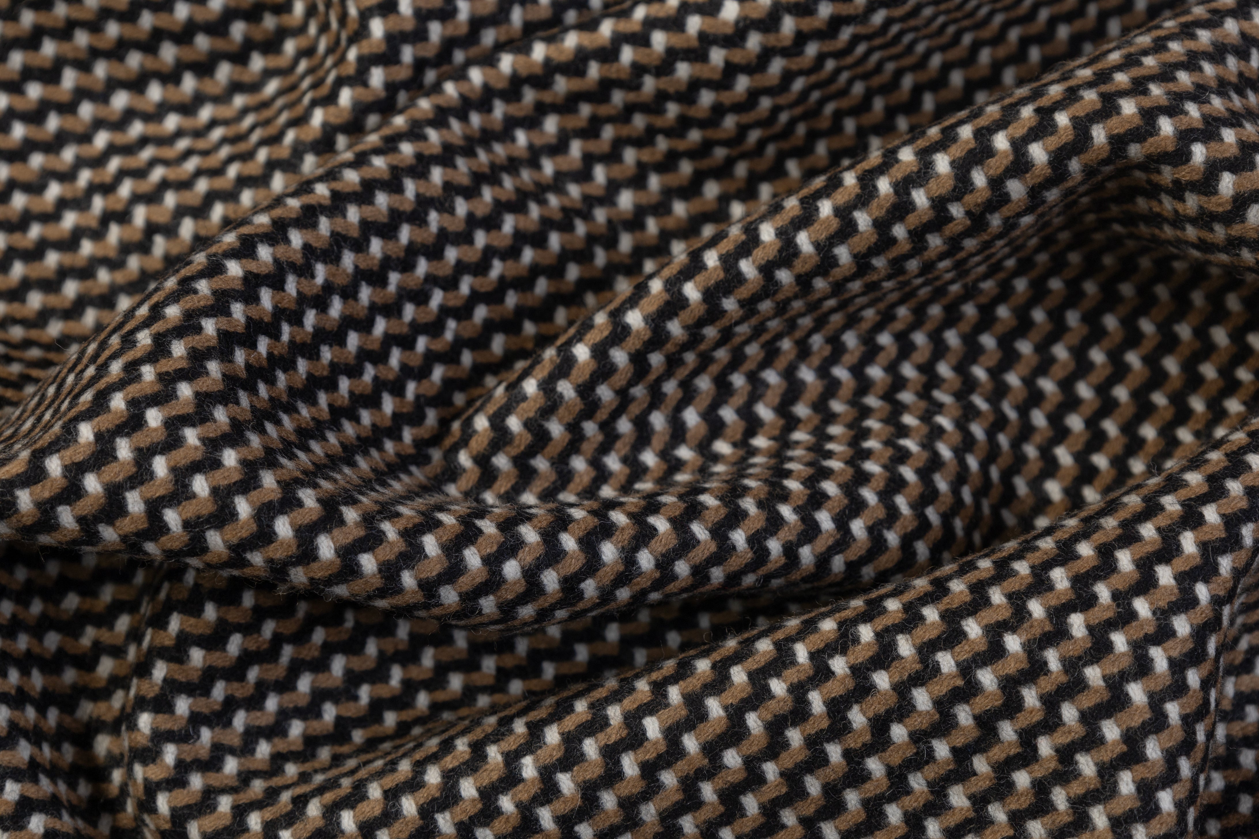 Italian Wool Tweed Coating - Brown / Black / White