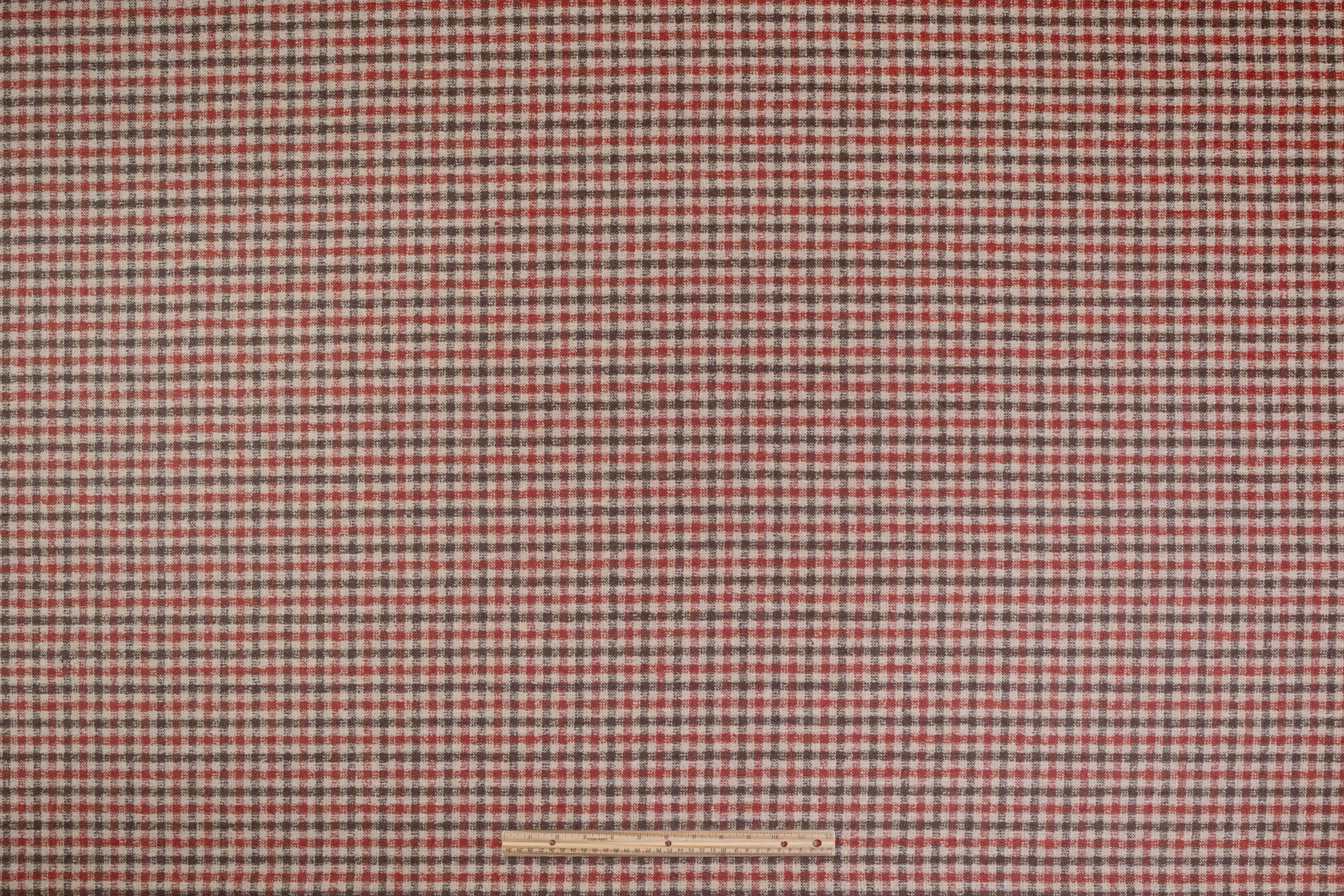 Cerruti - Checked Wool Silk Linen Cotton Blend - Red / Beige