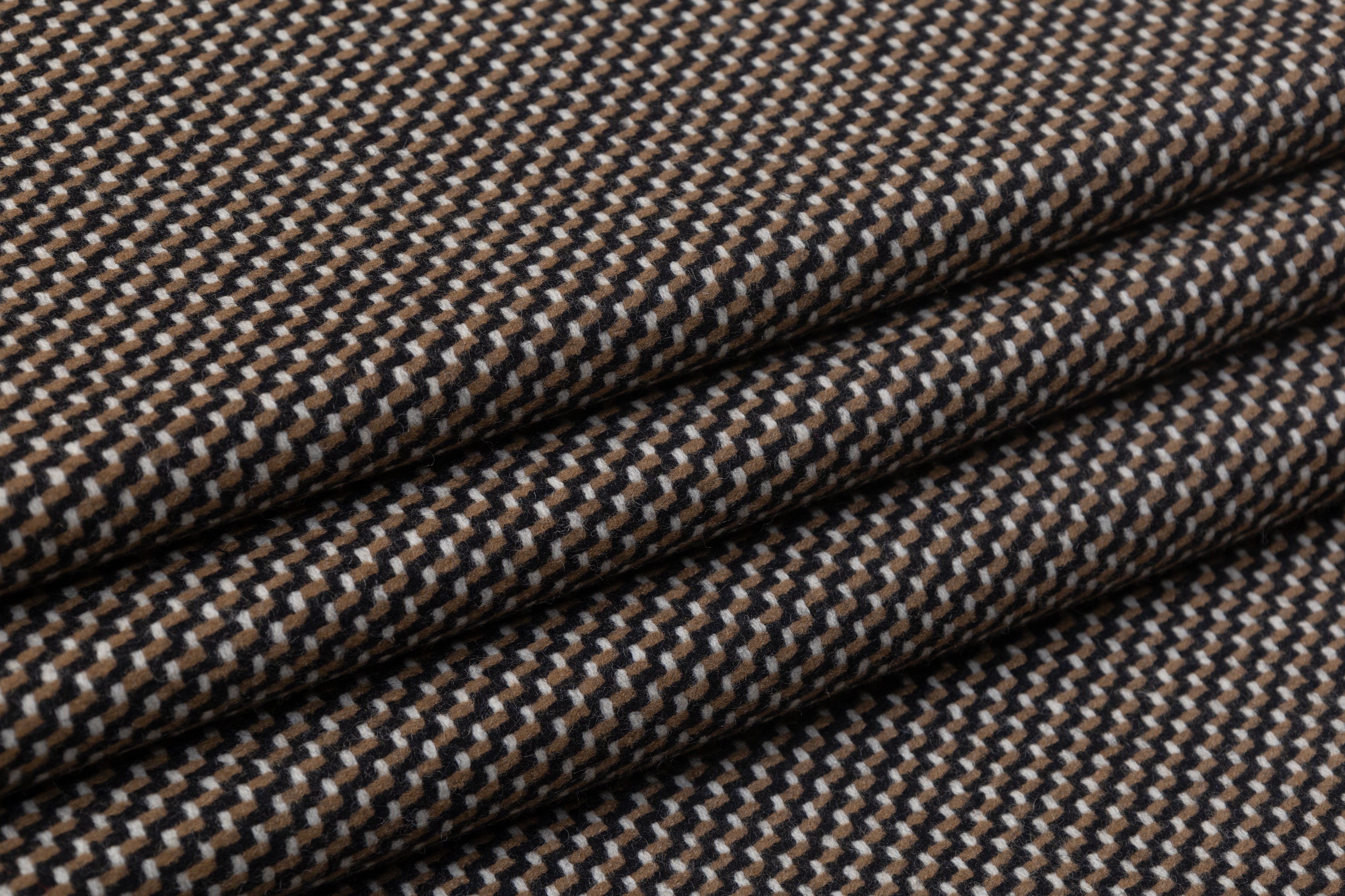 Italian Wool Tweed Coating - Brown / Black / White