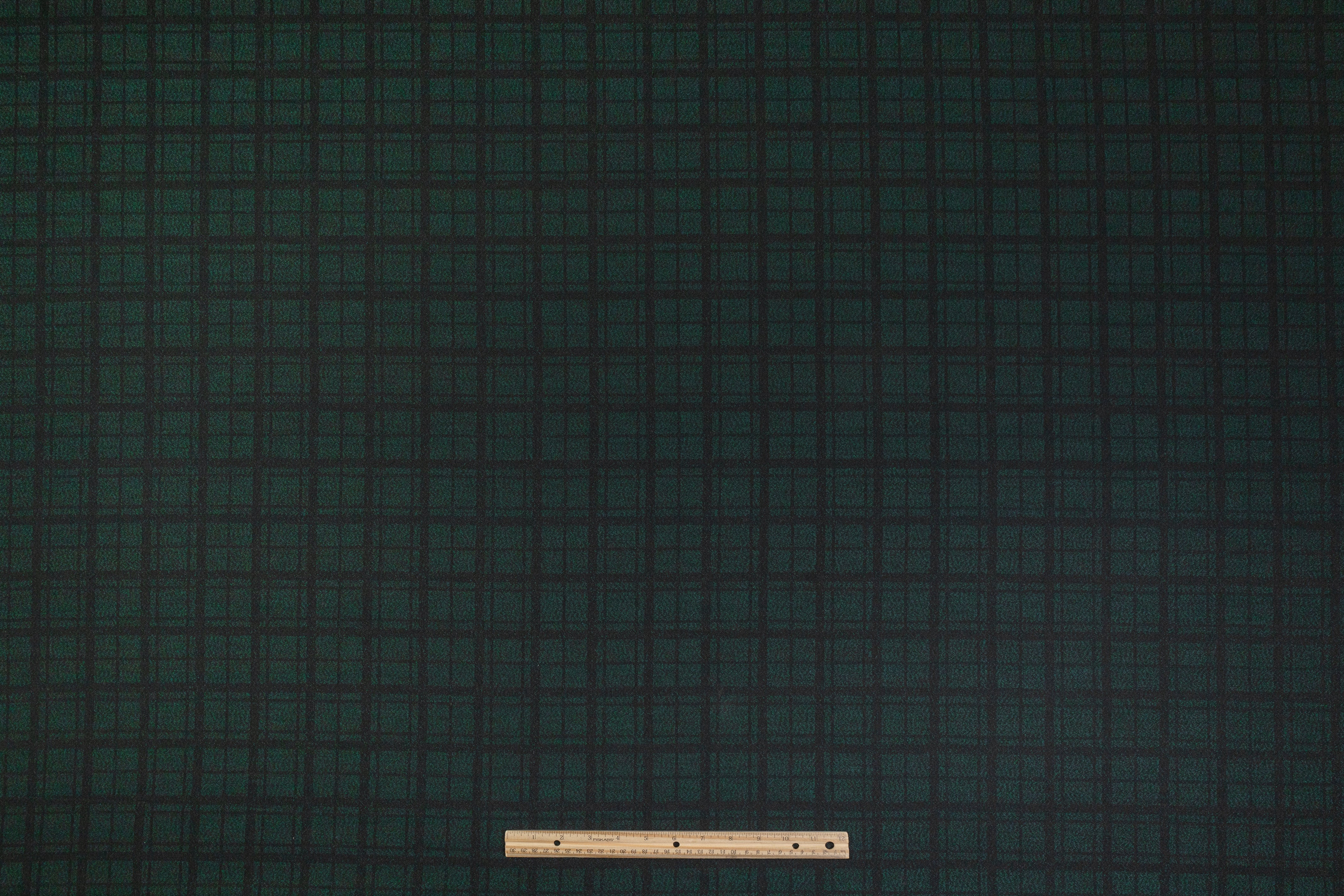 Textured Italian Wool Nylon Suiting - Green / Black