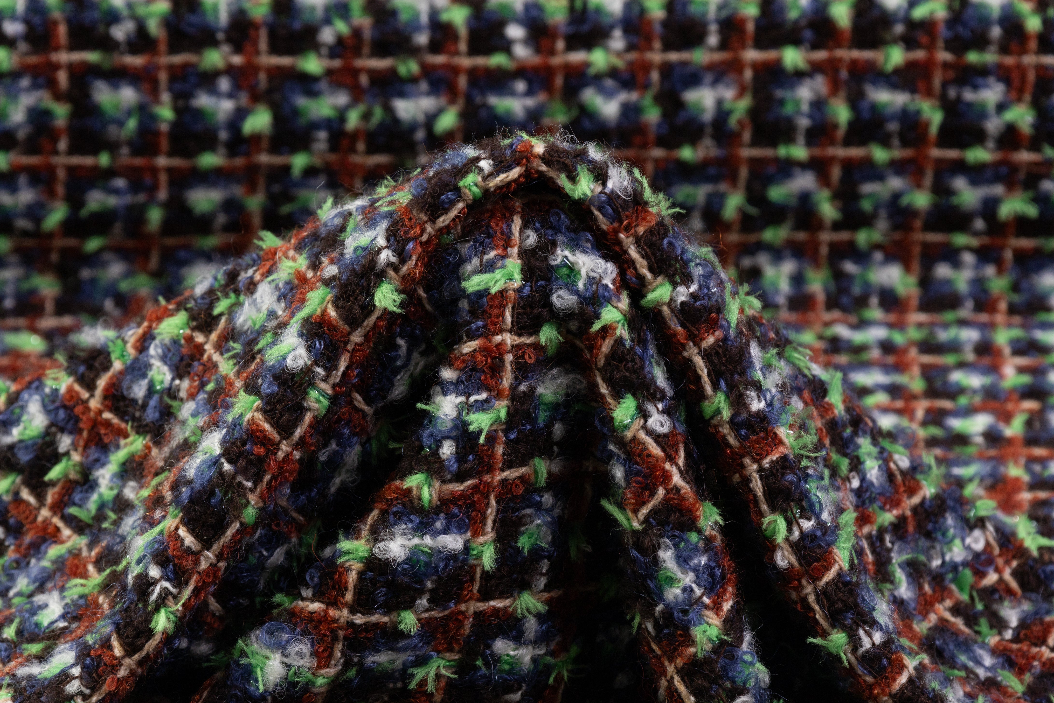 Metallic Italian Wool Tweed - Green / Navy / Brown / Rust