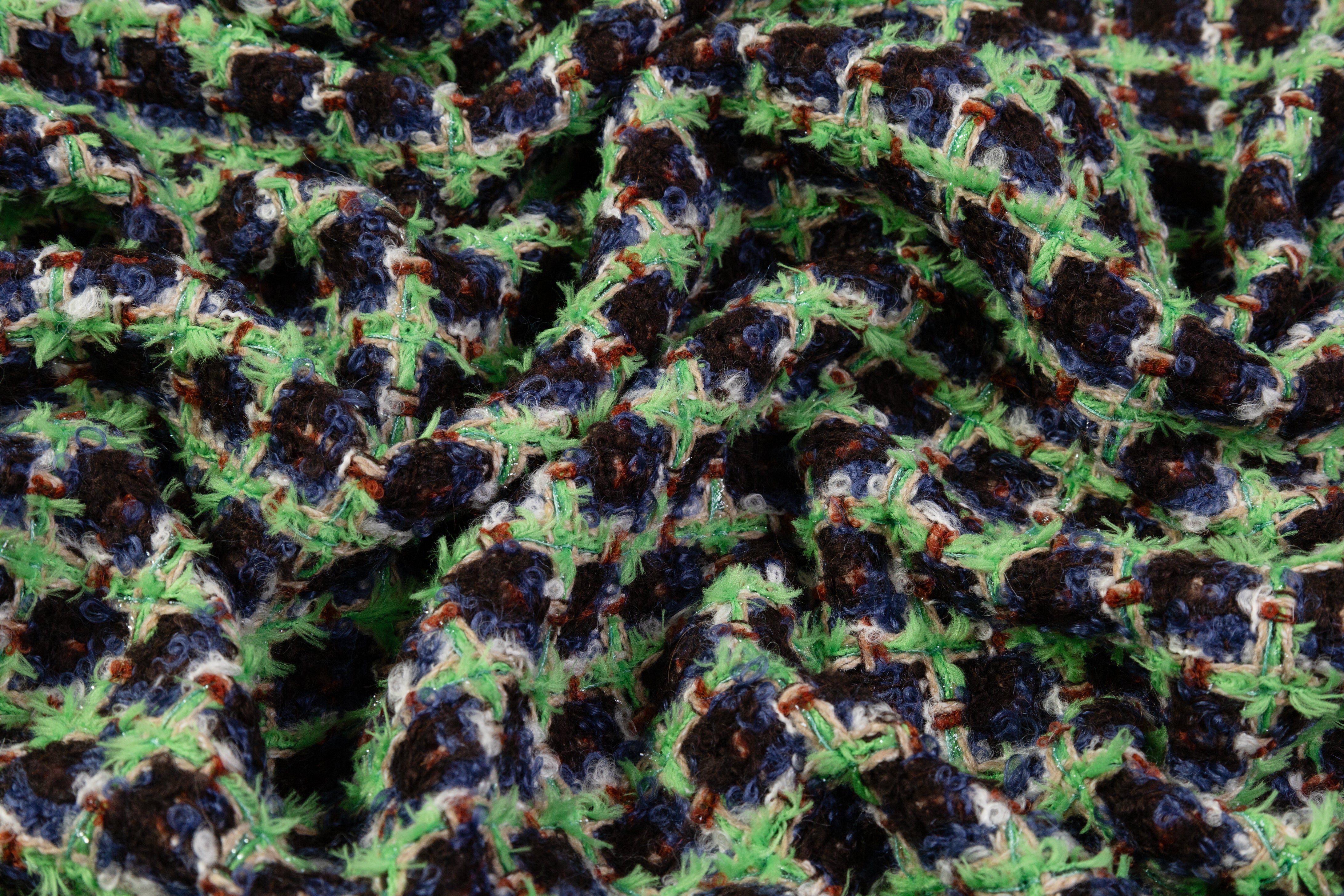 Metallic Italian Wool Tweed - Green / Navy / Brown / Rust