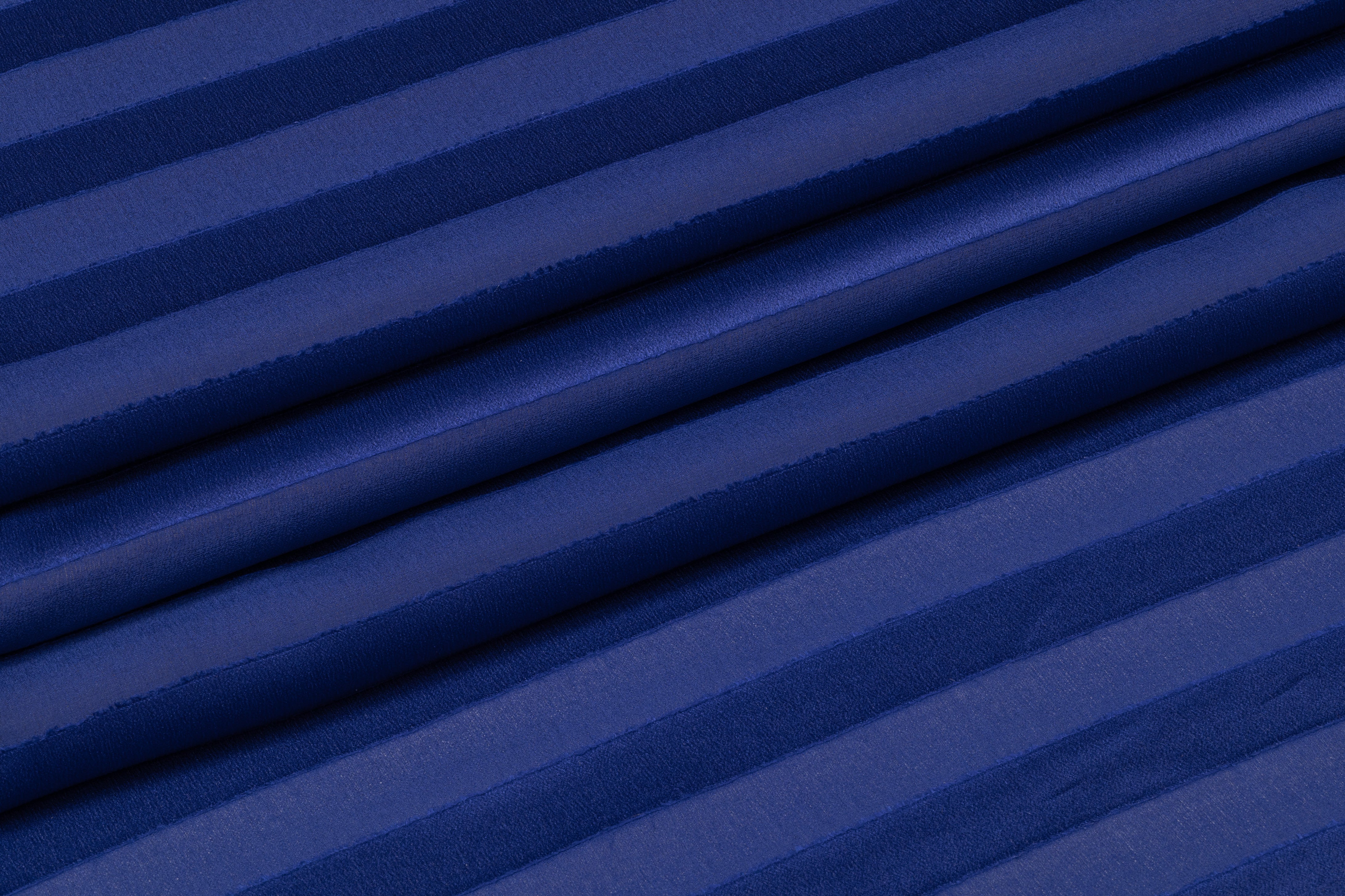 Striped Italian Silk Fil Coupé - Blue
