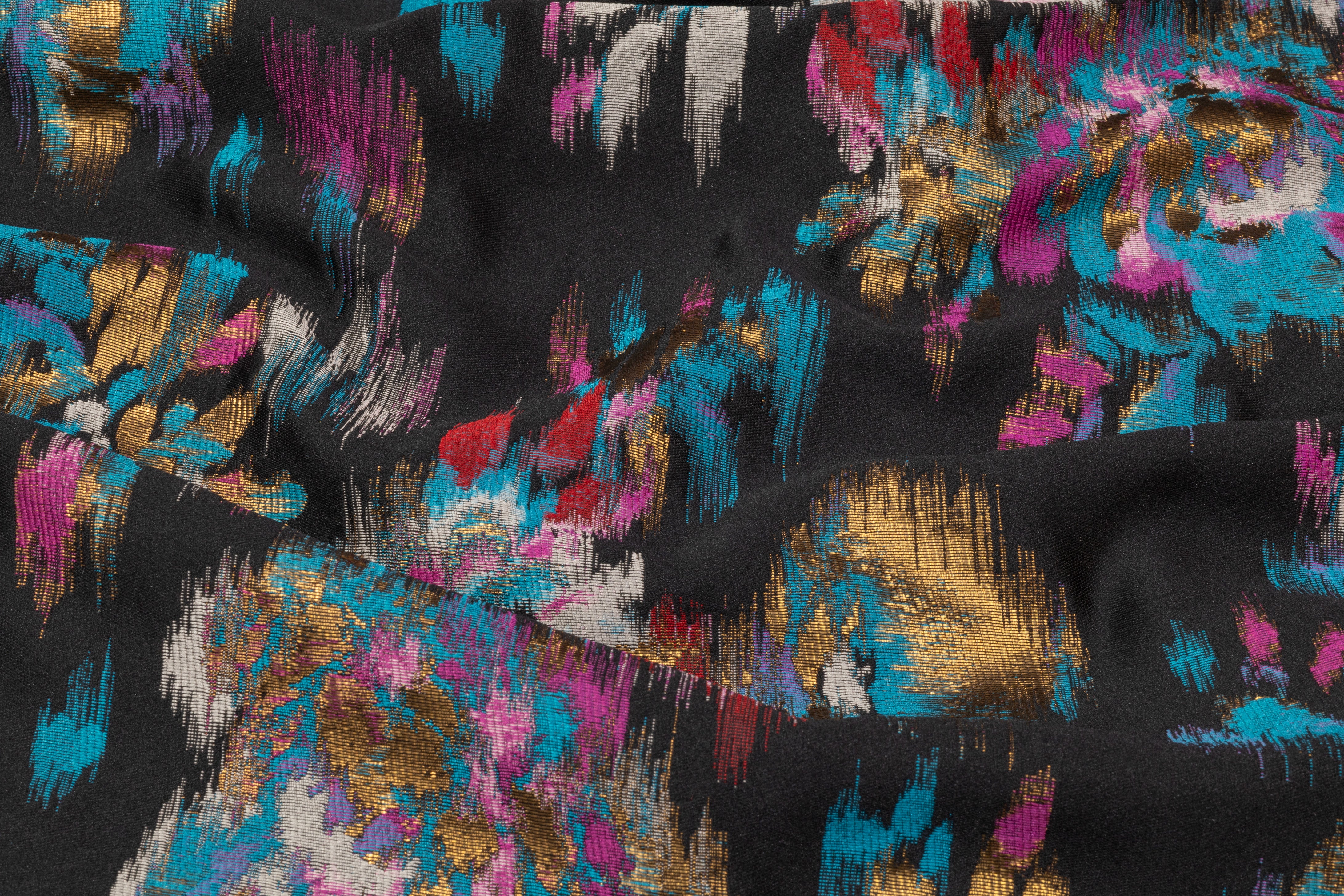 Floral Metallic Italian Brocade - Black / Blue / Fuchsia / Gold