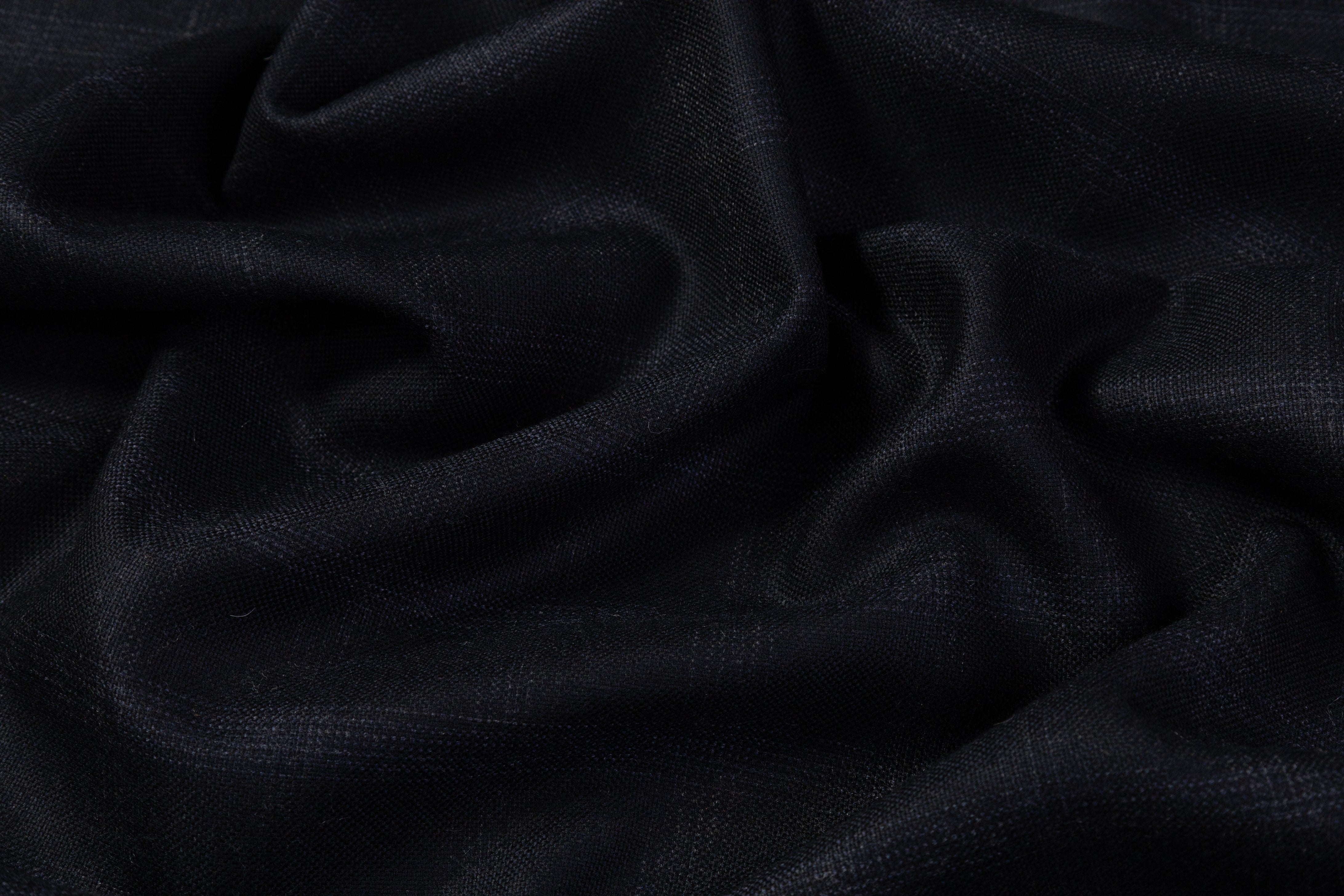 Checked Italian Wool Suiting - Navy