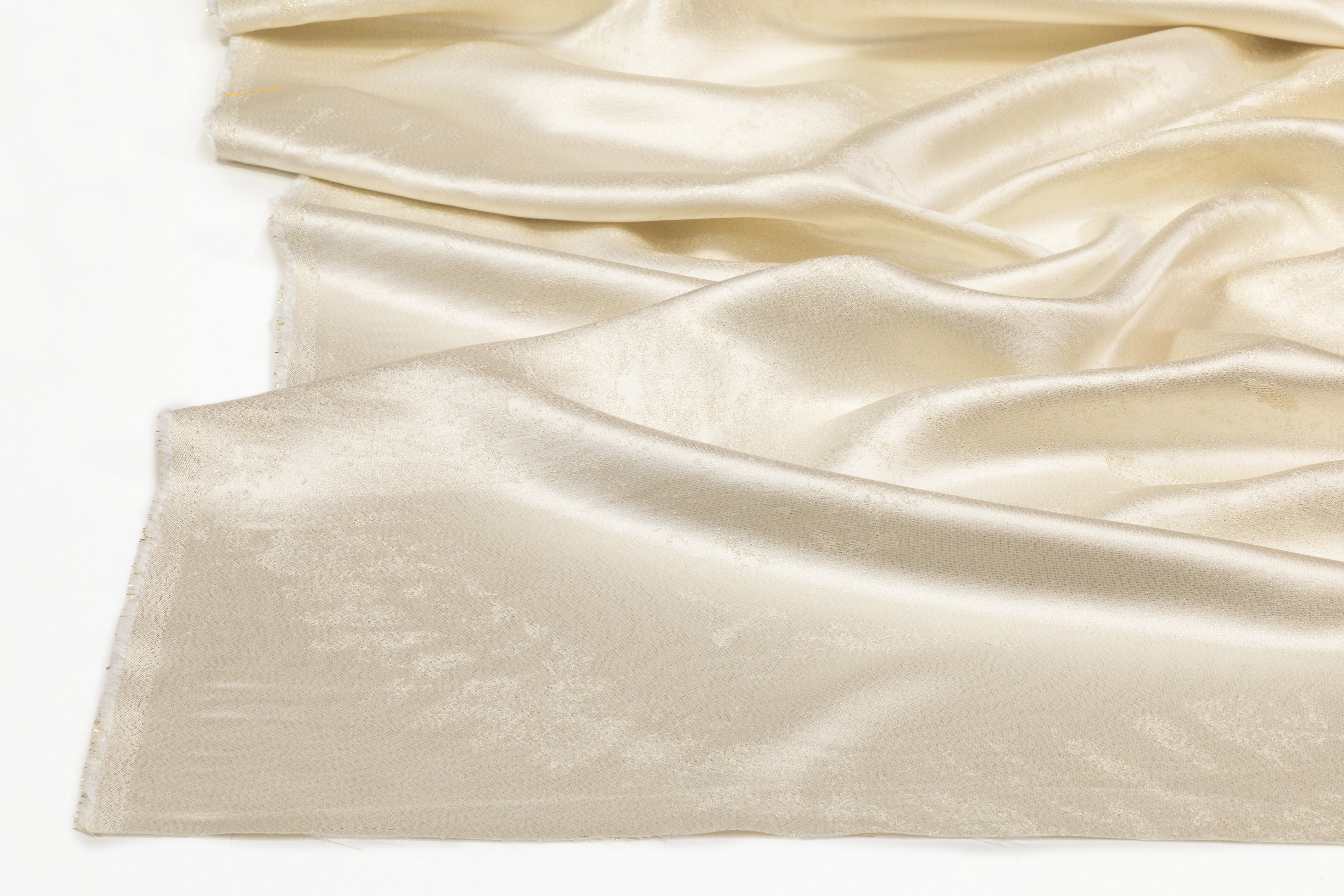 Abstract Italian Silk Viscose Metallic Jacquard - Ivory / Gold