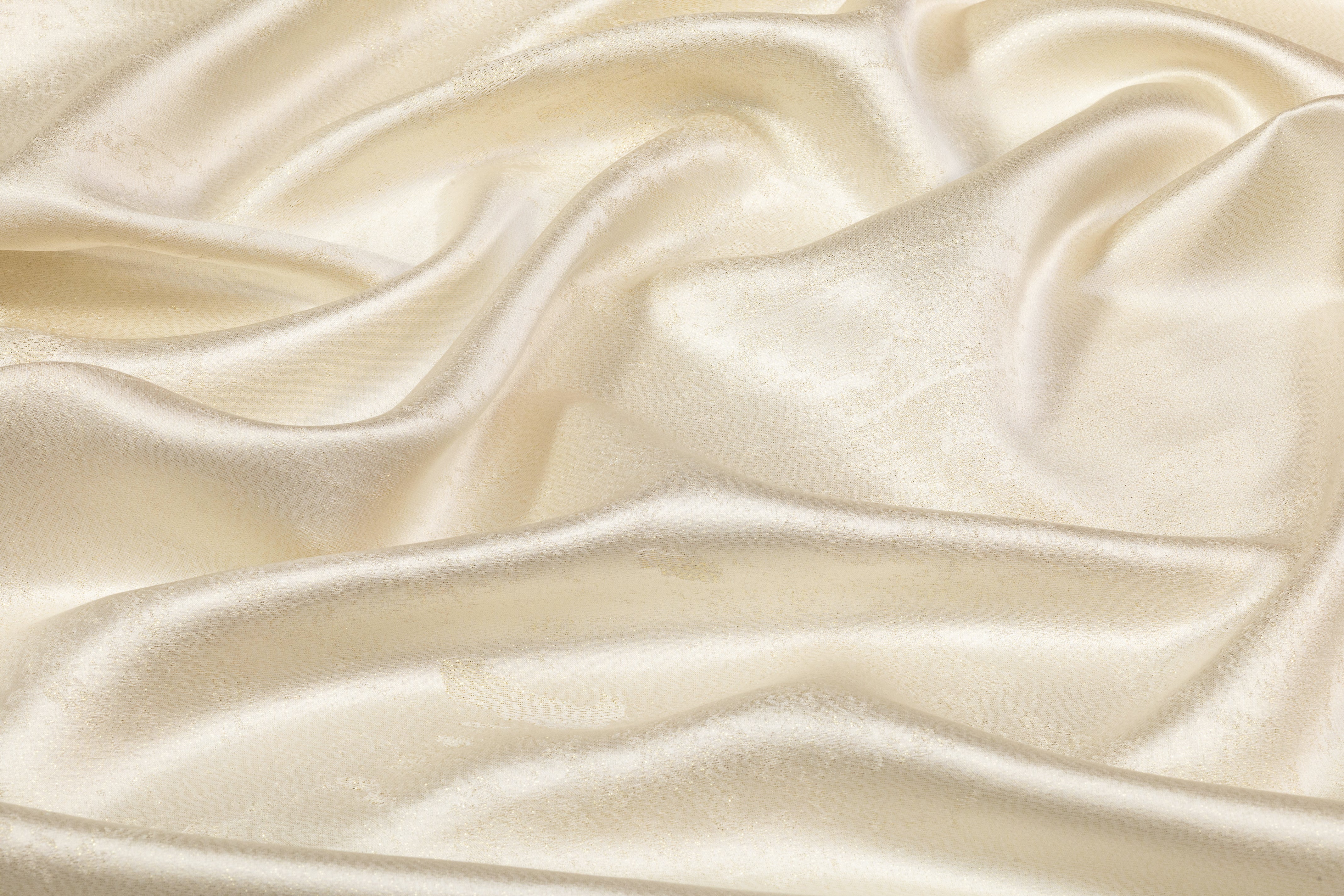 Abstract Italian Silk Viscose Metallic Jacquard - Ivory / Gold