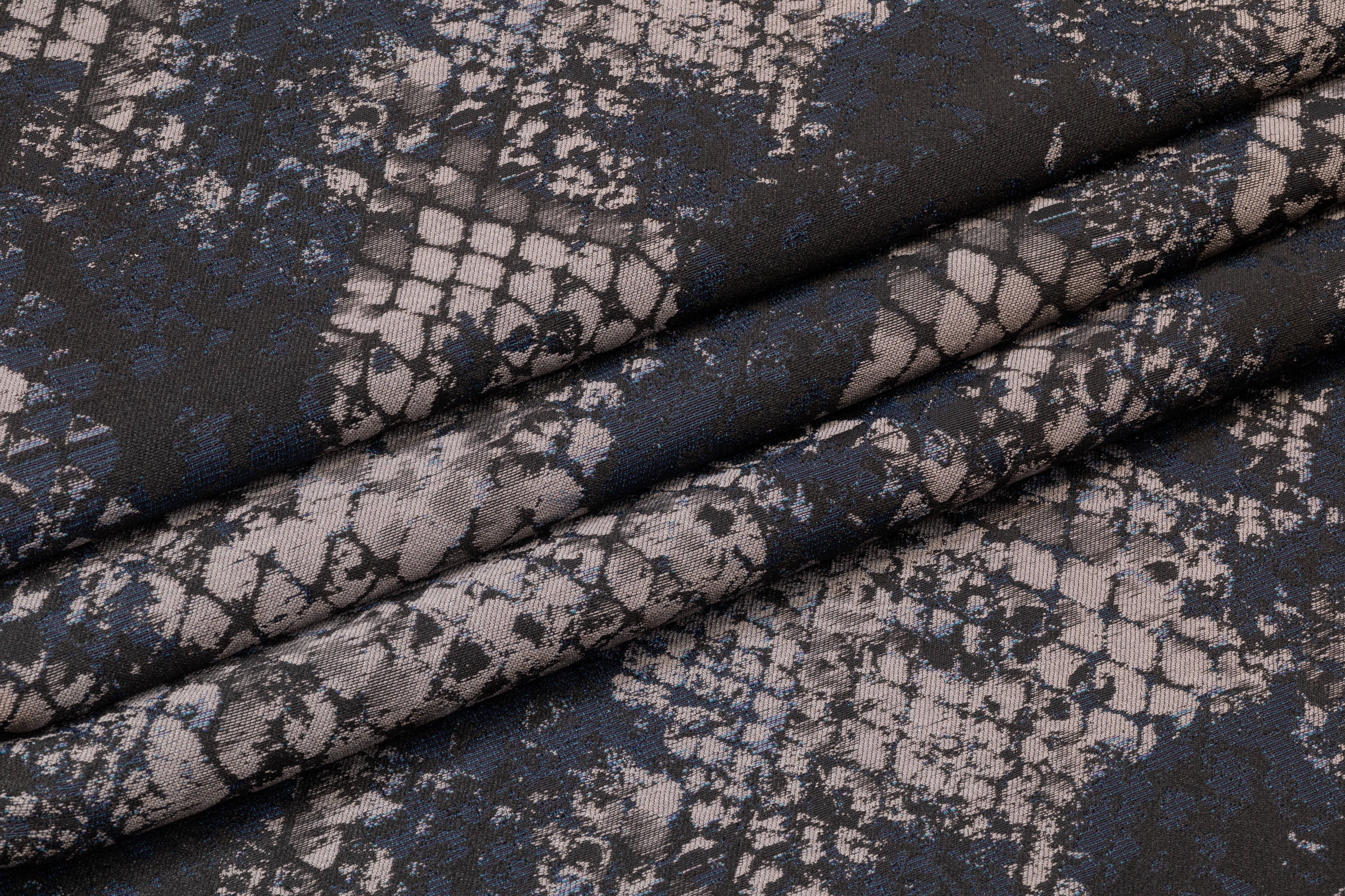 Abstract Italian Brocade - Blue / Gray