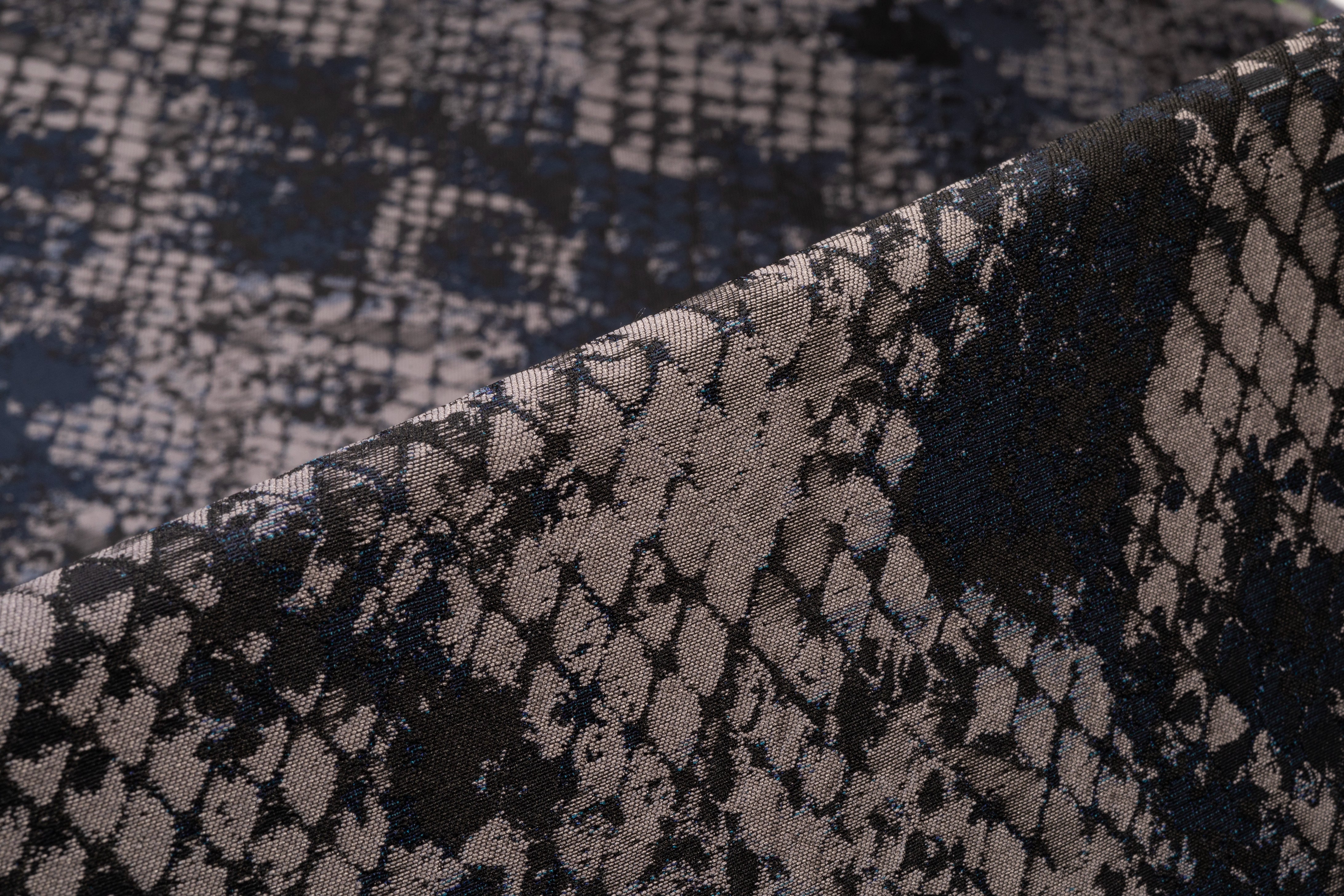 Abstract Italian Brocade - Blue / Gray