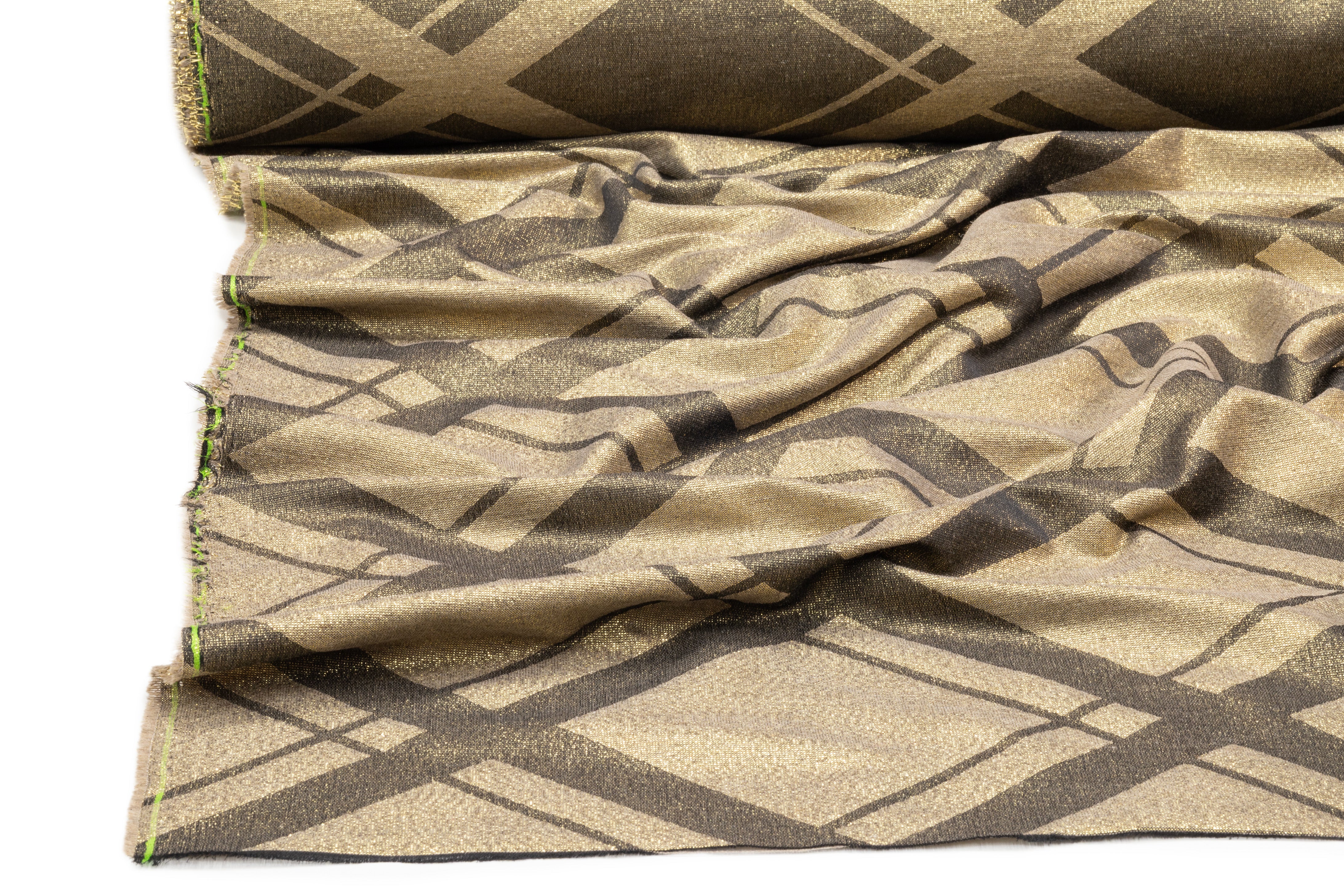 Plaid Italian Metallic Brocade - Antique Gold