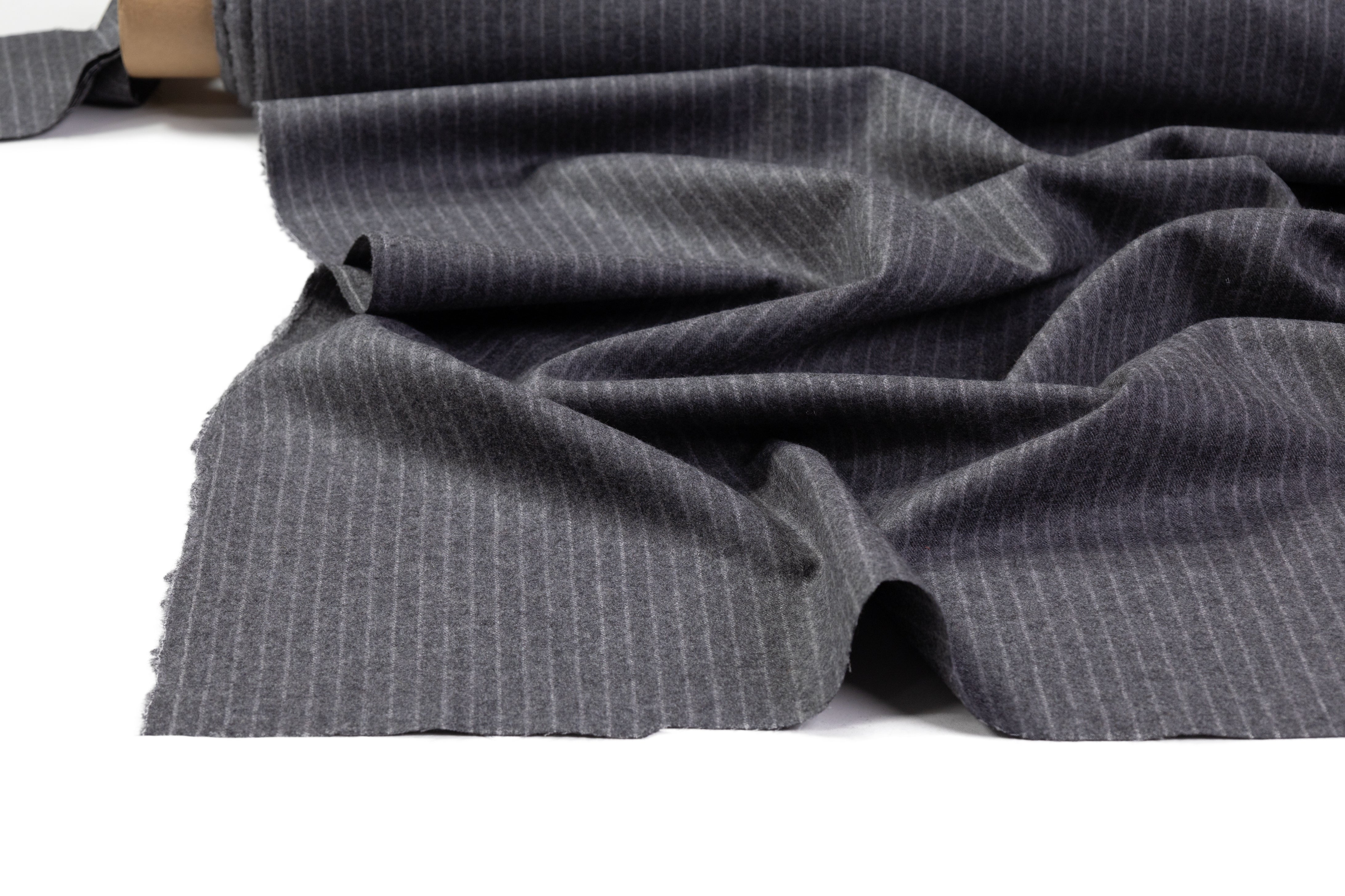 Striped Italian Wool Flannel - Gray