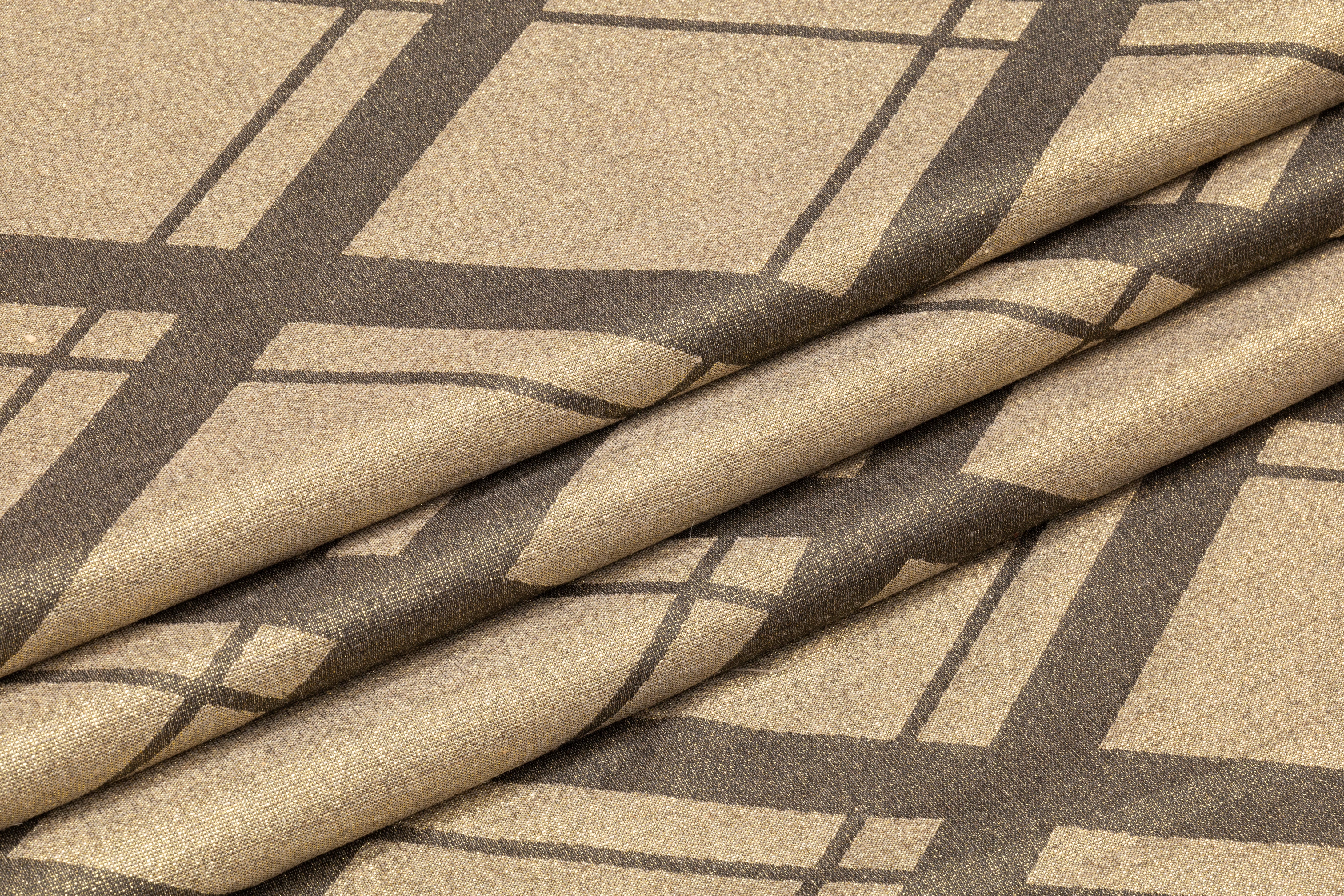 Plaid Italian Metallic Brocade - Antique Gold