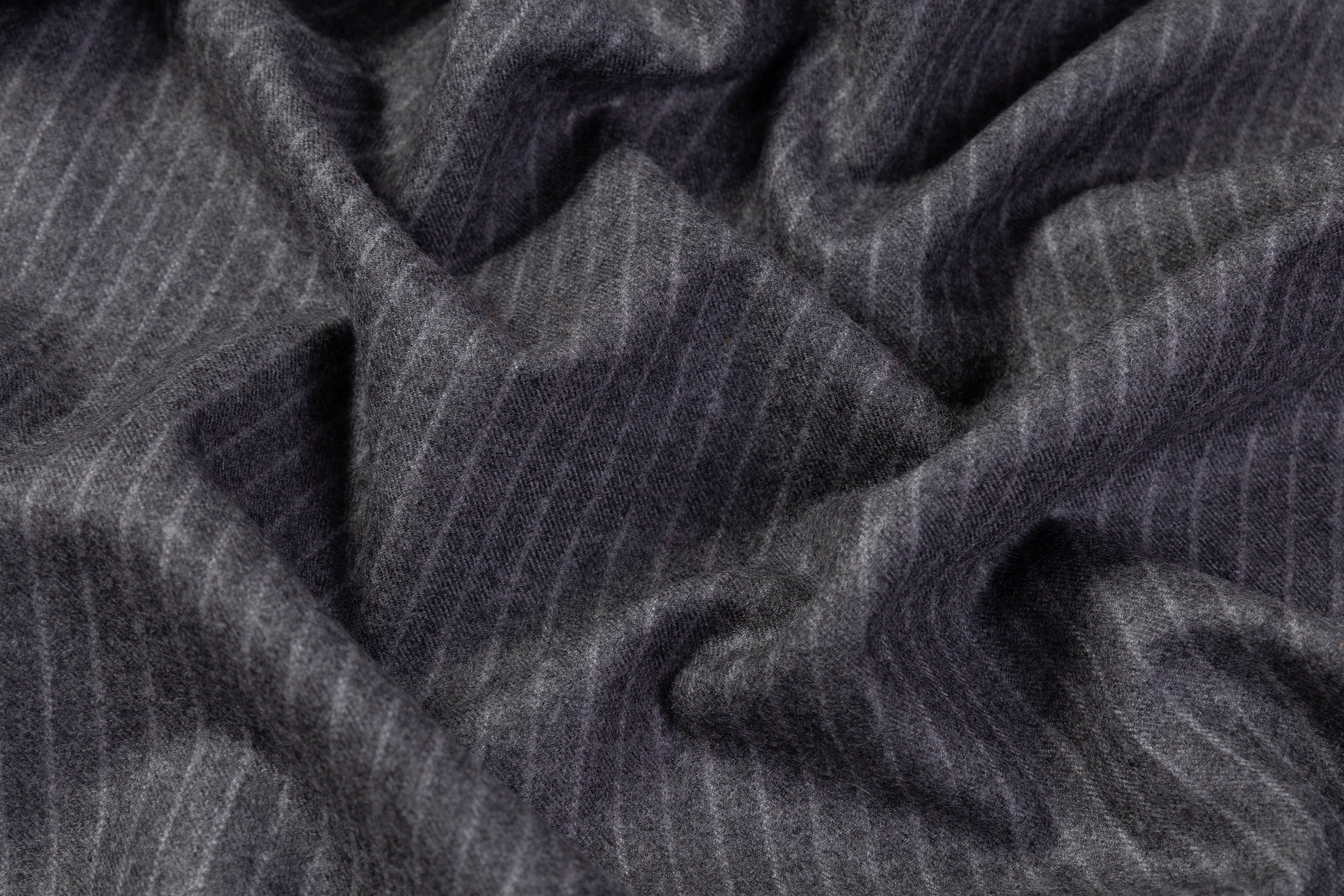 Striped Italian Wool Flannel - Gray