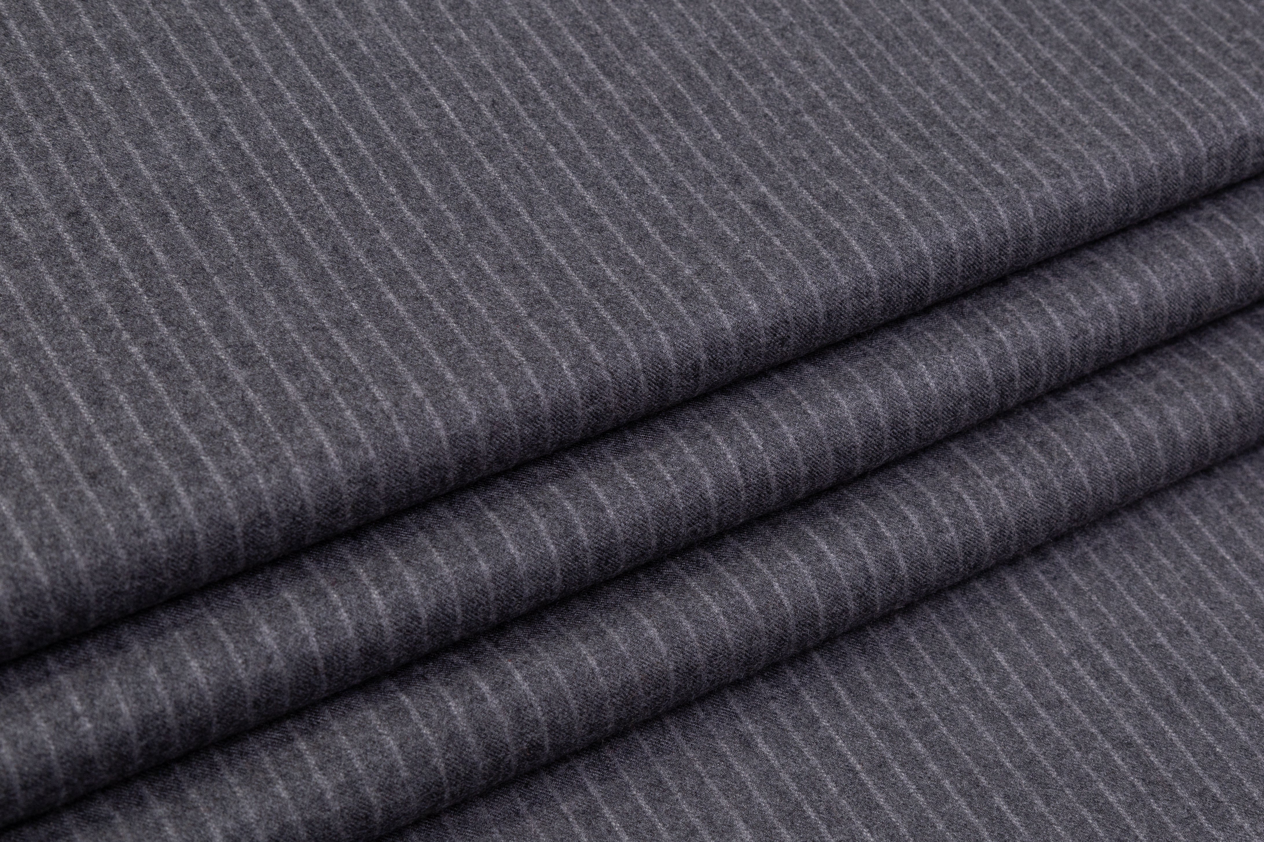 Striped Italian Wool Flannel - Gray