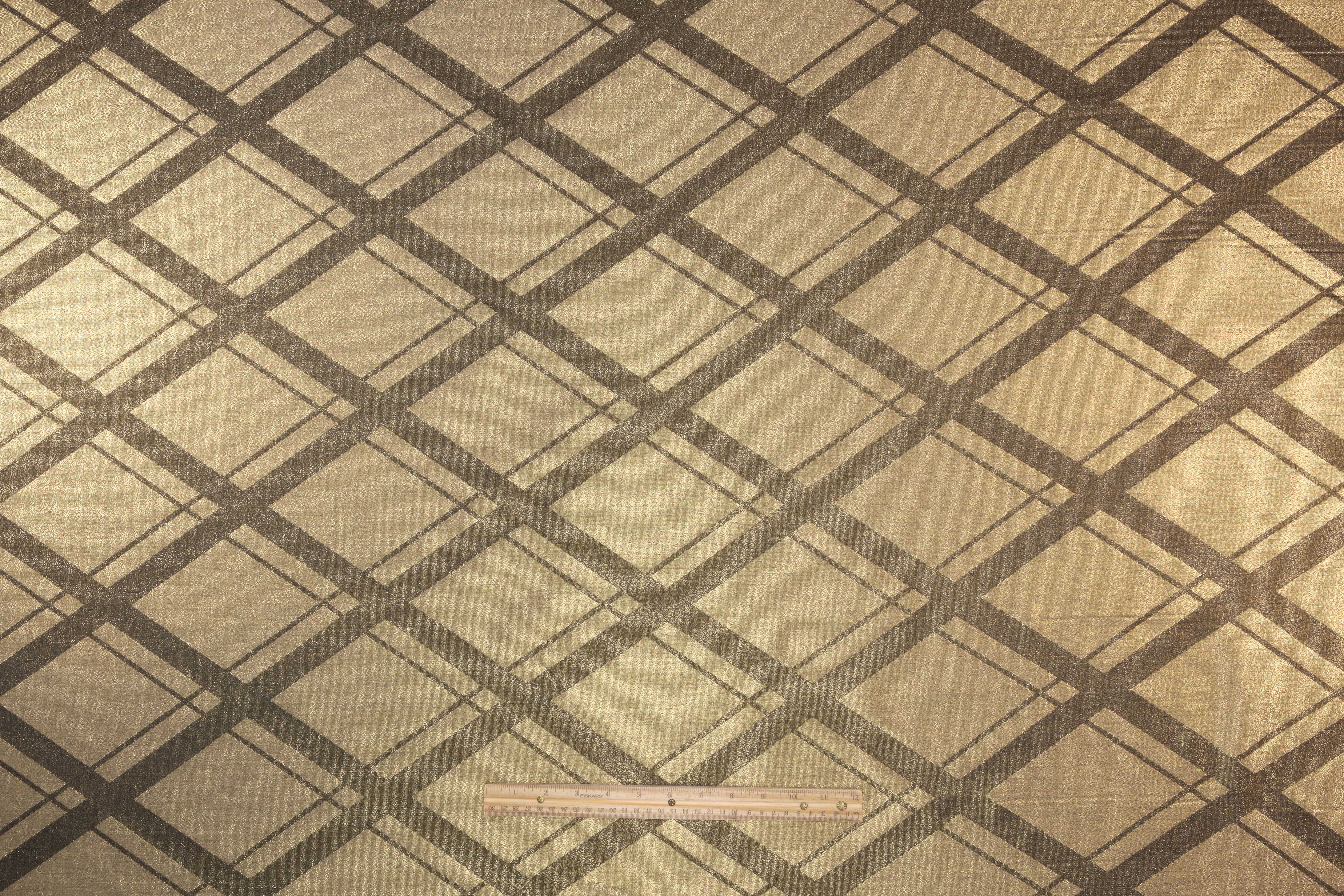 Plaid Italian Metallic Brocade - Antique Gold