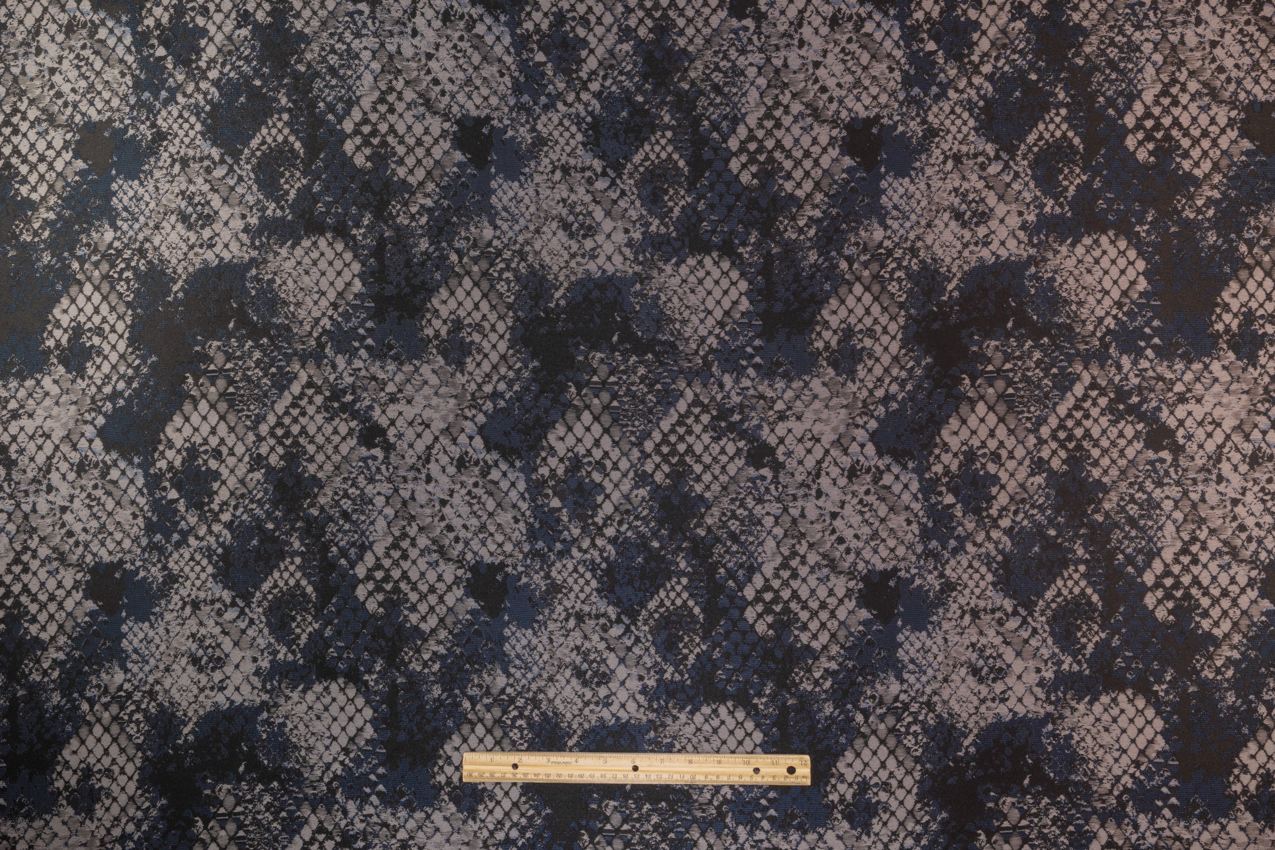 Abstract Italian Brocade - Blue / Gray