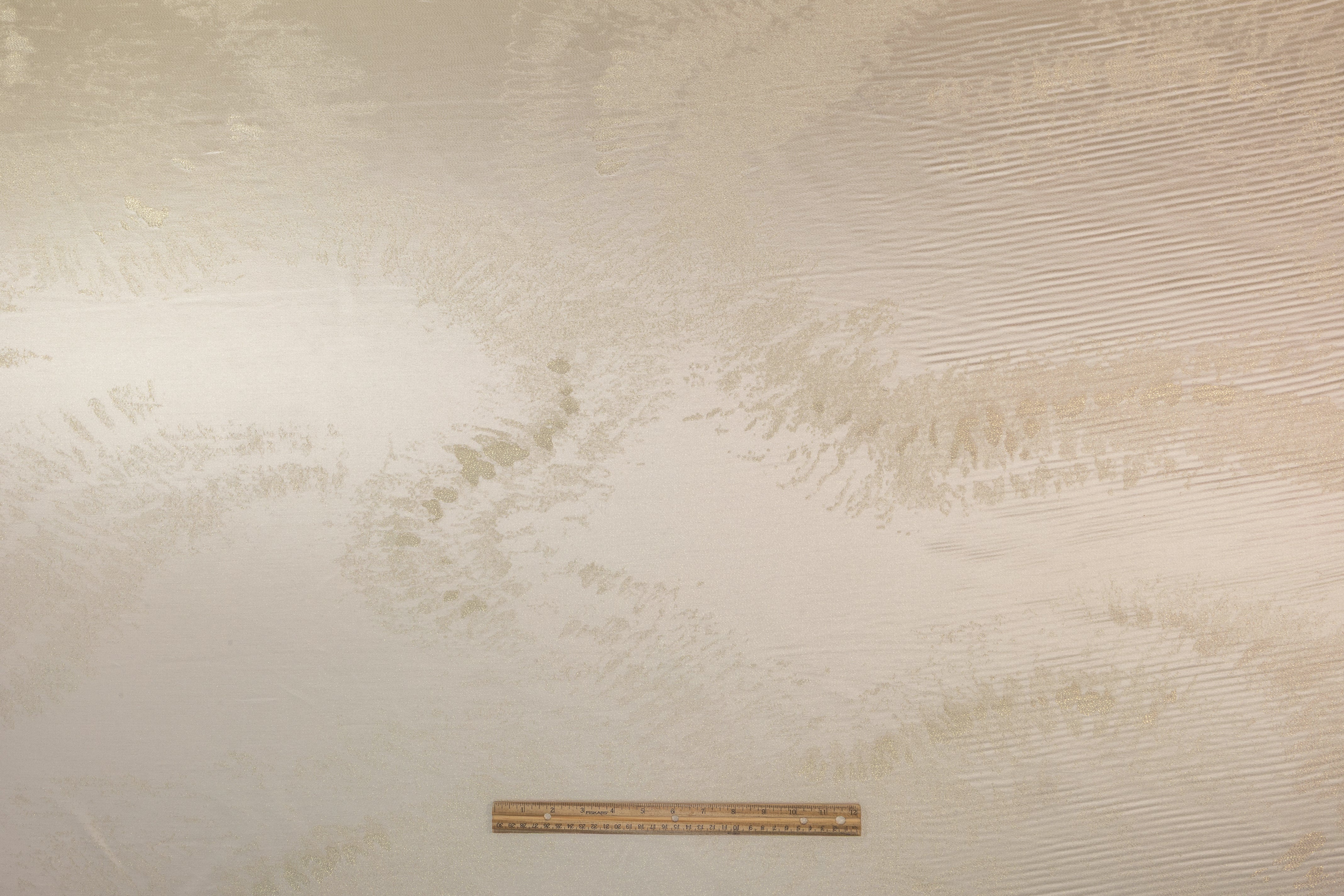 Abstract Italian Silk Viscose Metallic Jacquard - Ivory / Gold