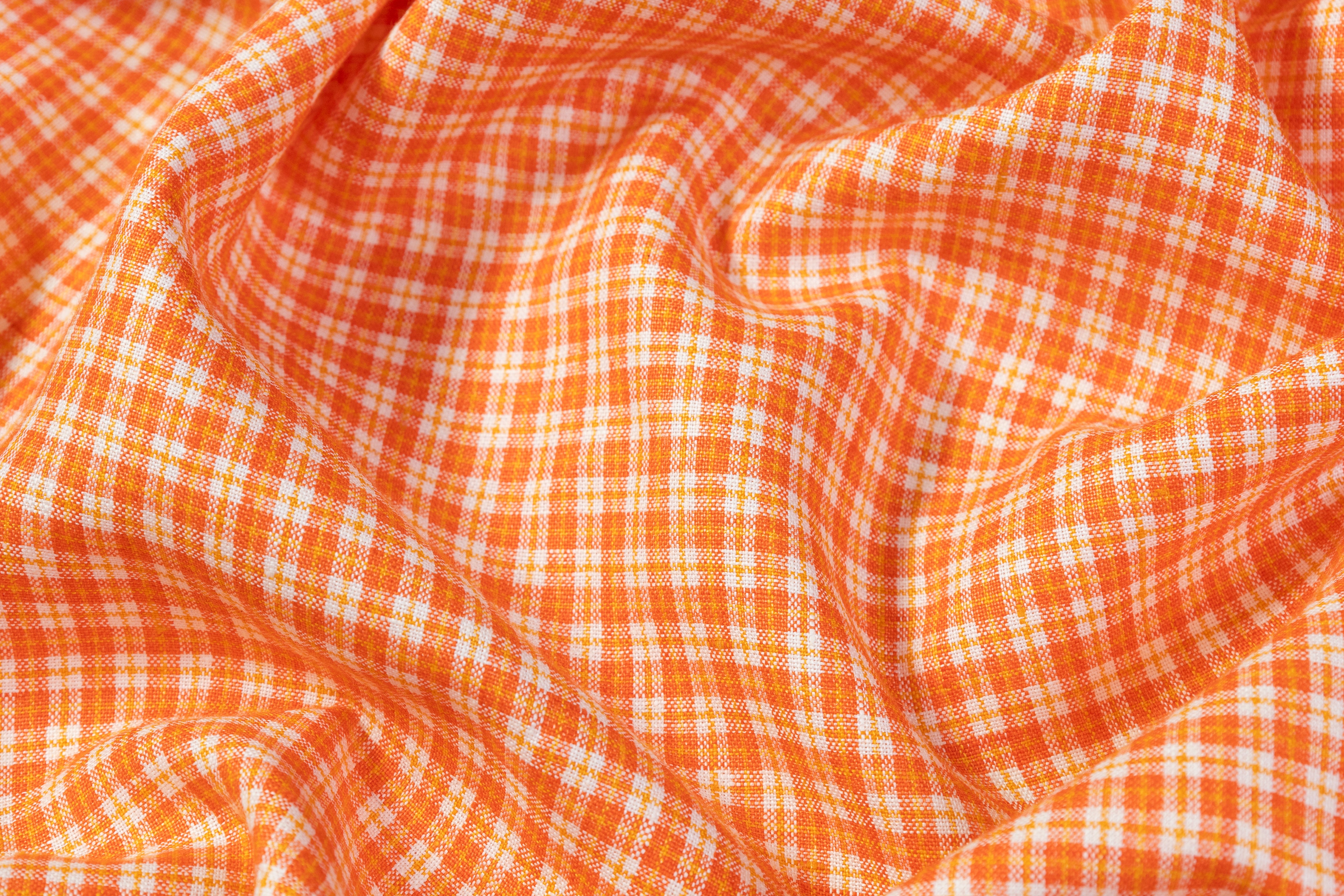 Checked Italian Linen - Orange