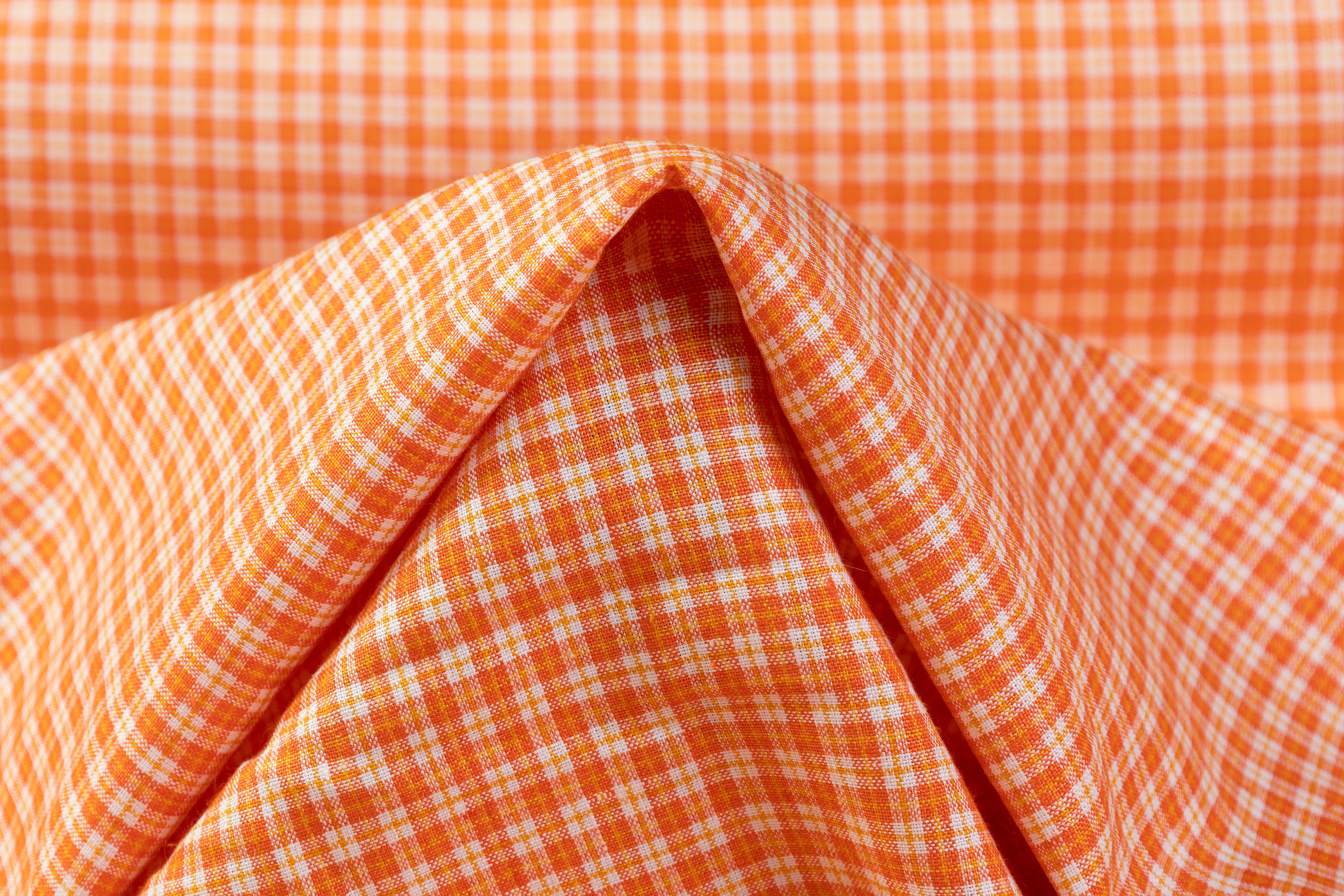 Checked Italian Linen - Orange