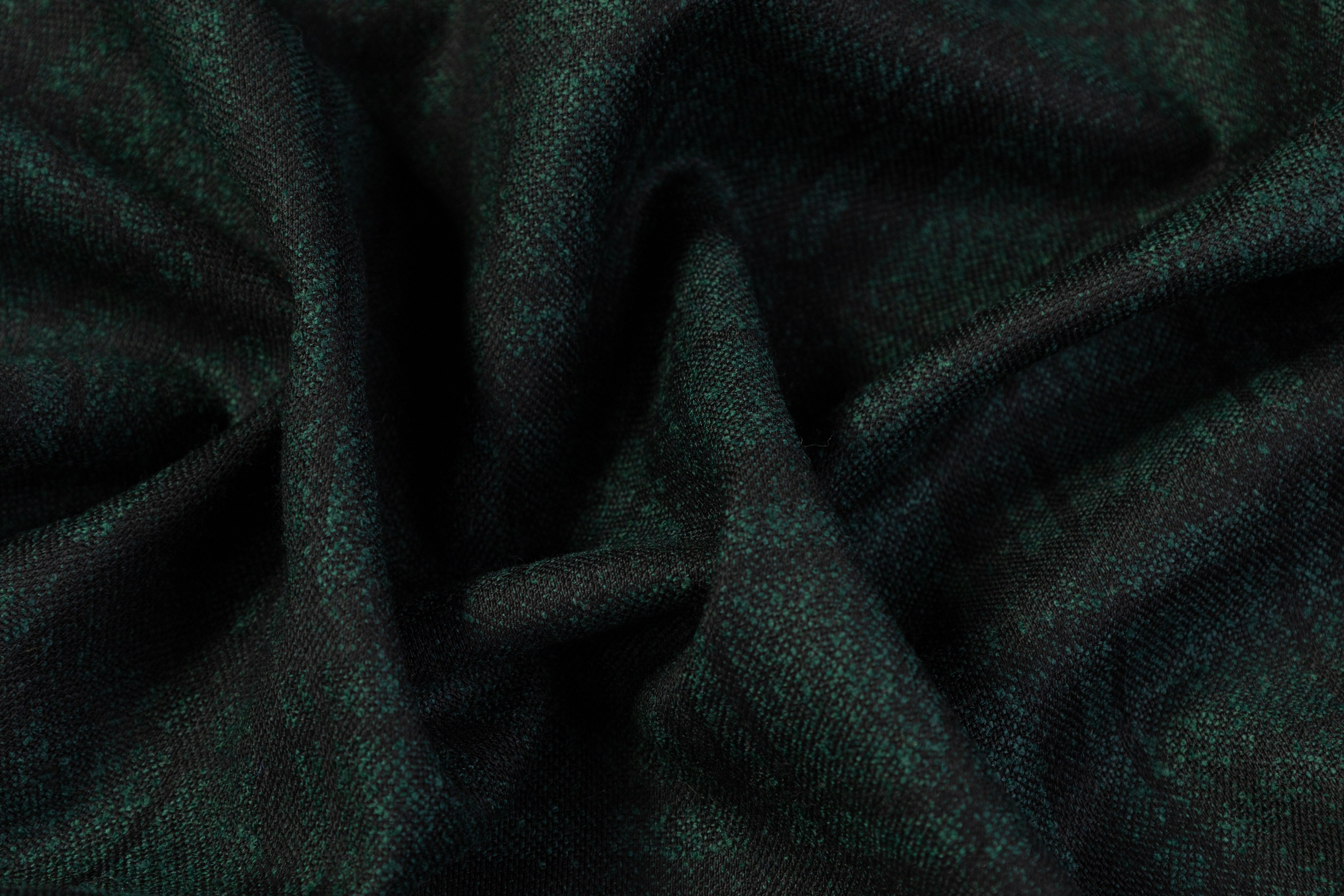 Textured Italian Wool Nylon Suiting - Green / Black