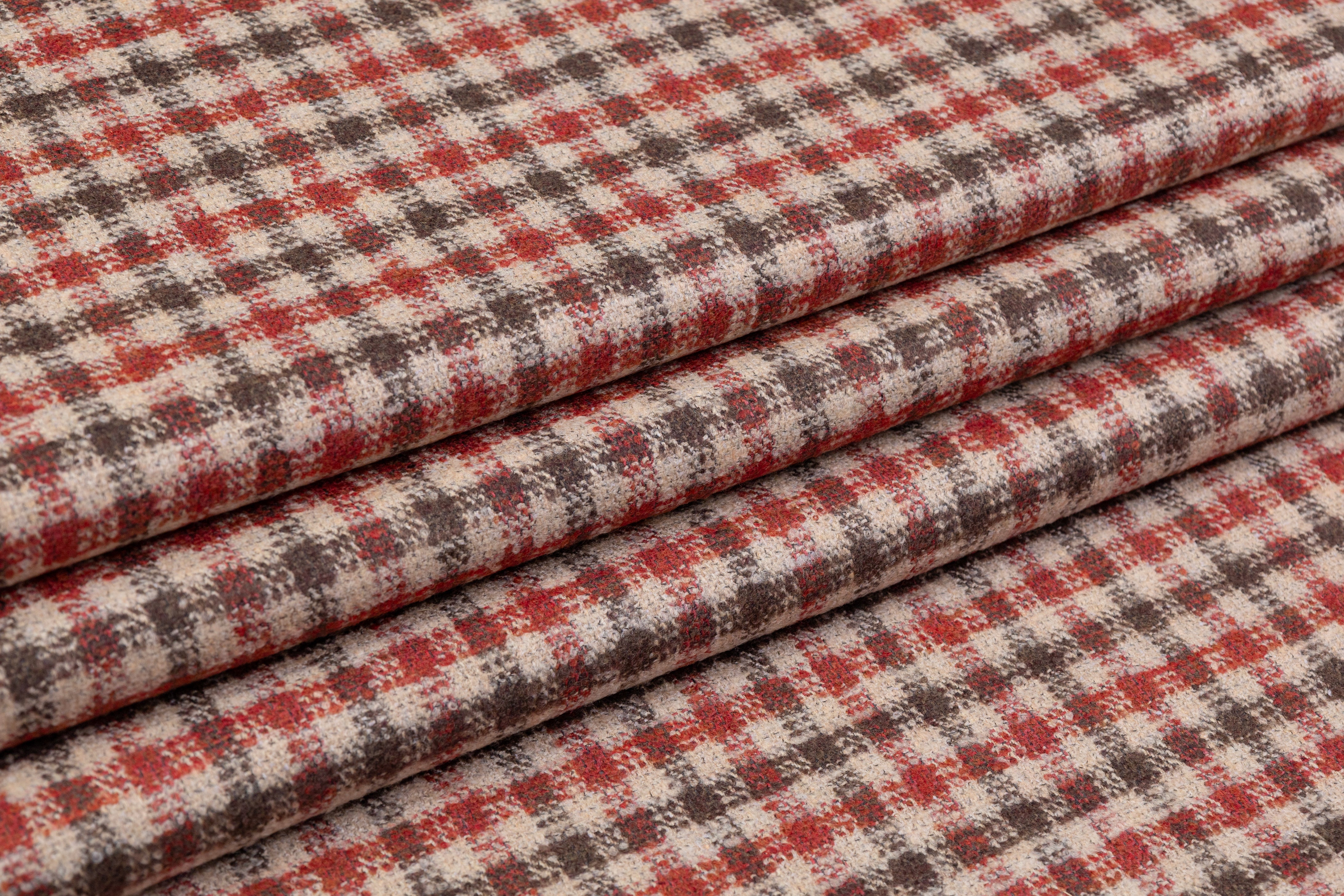 Cerruti - Checked Wool Silk Linen Cotton Blend - Red / Beige