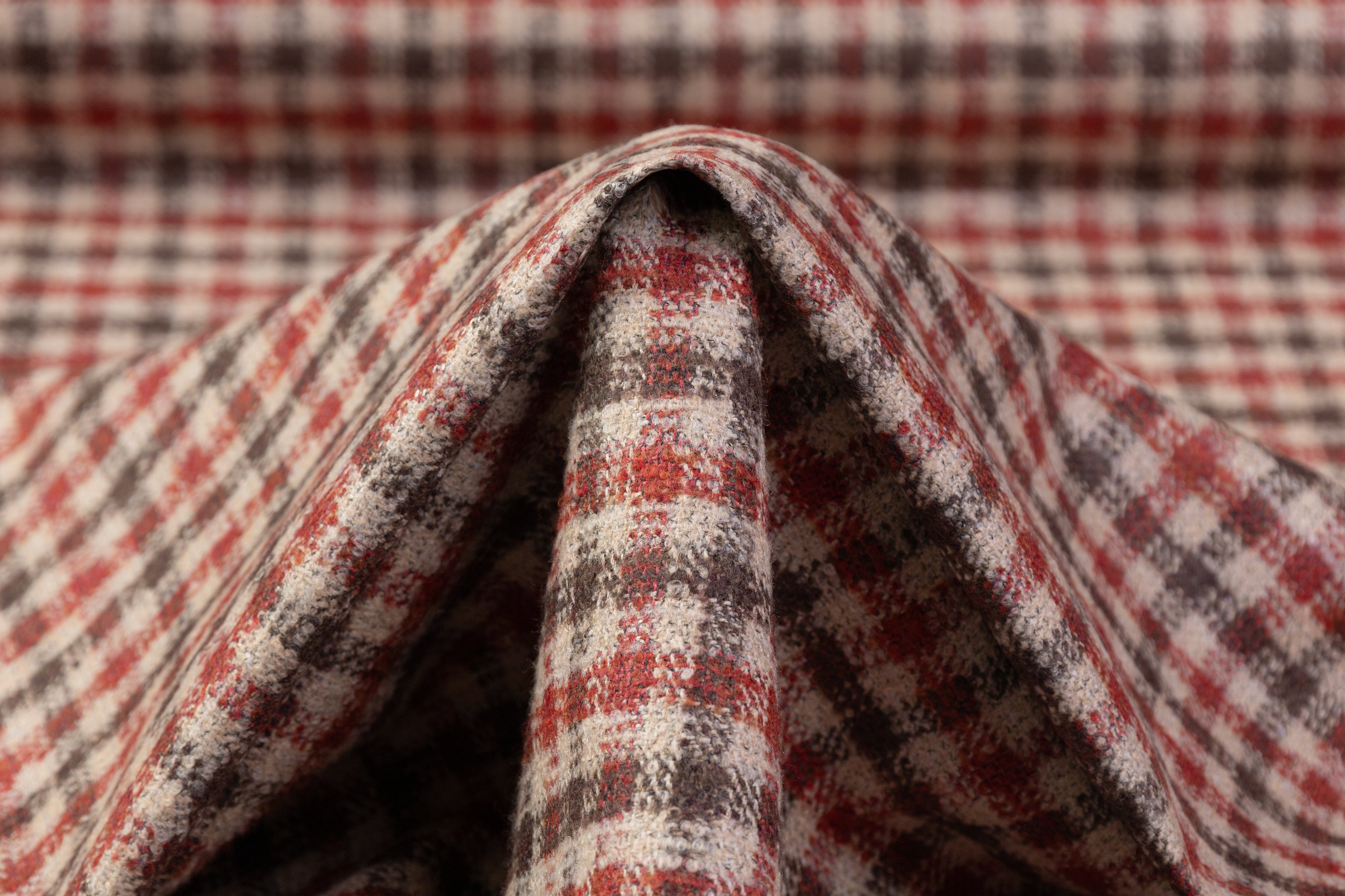 Cerruti - Checked Wool Silk Linen Cotton Blend - Red / Beige