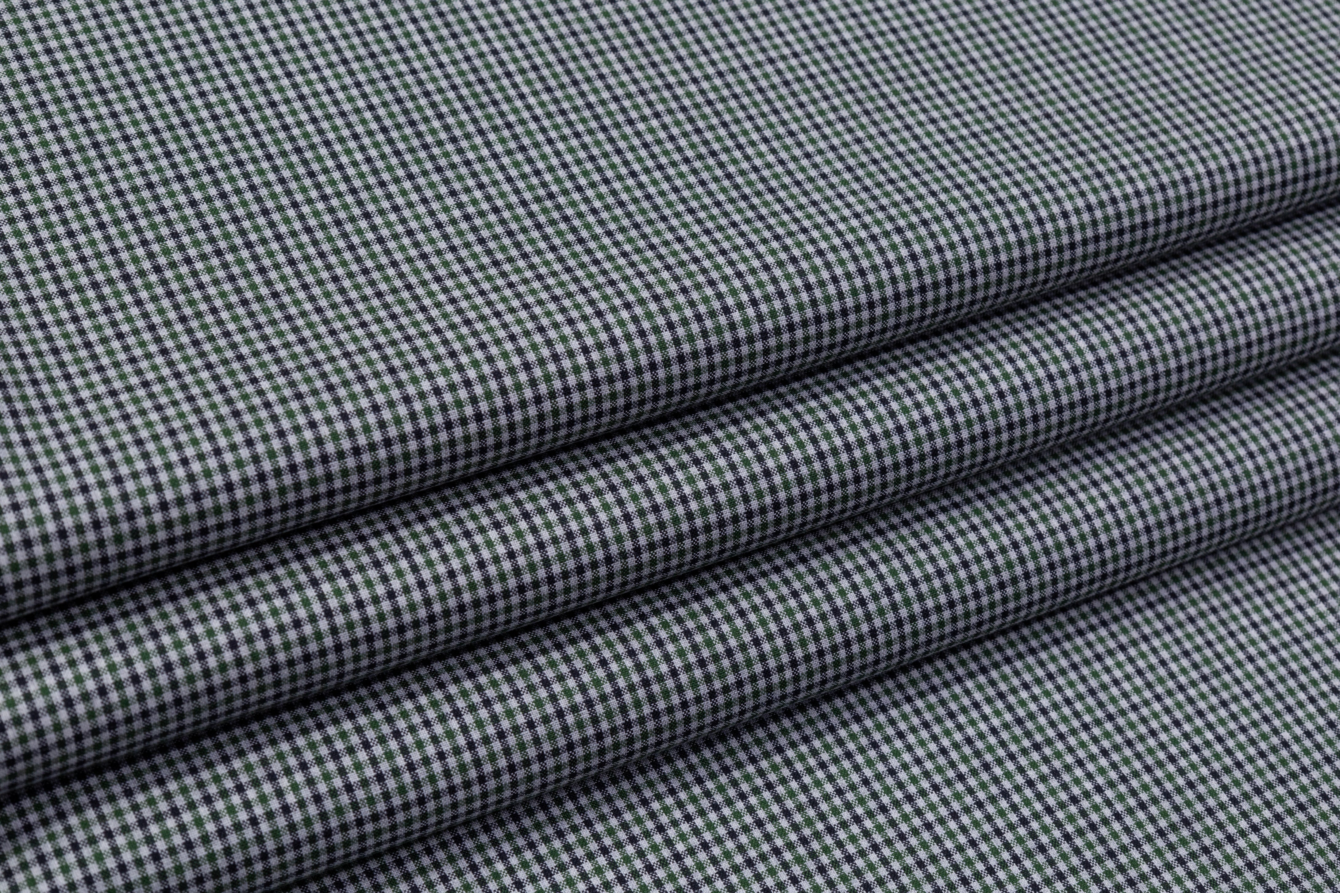 Tallia di Delfino - Micro Plaid Italian Wool Suiting - Green