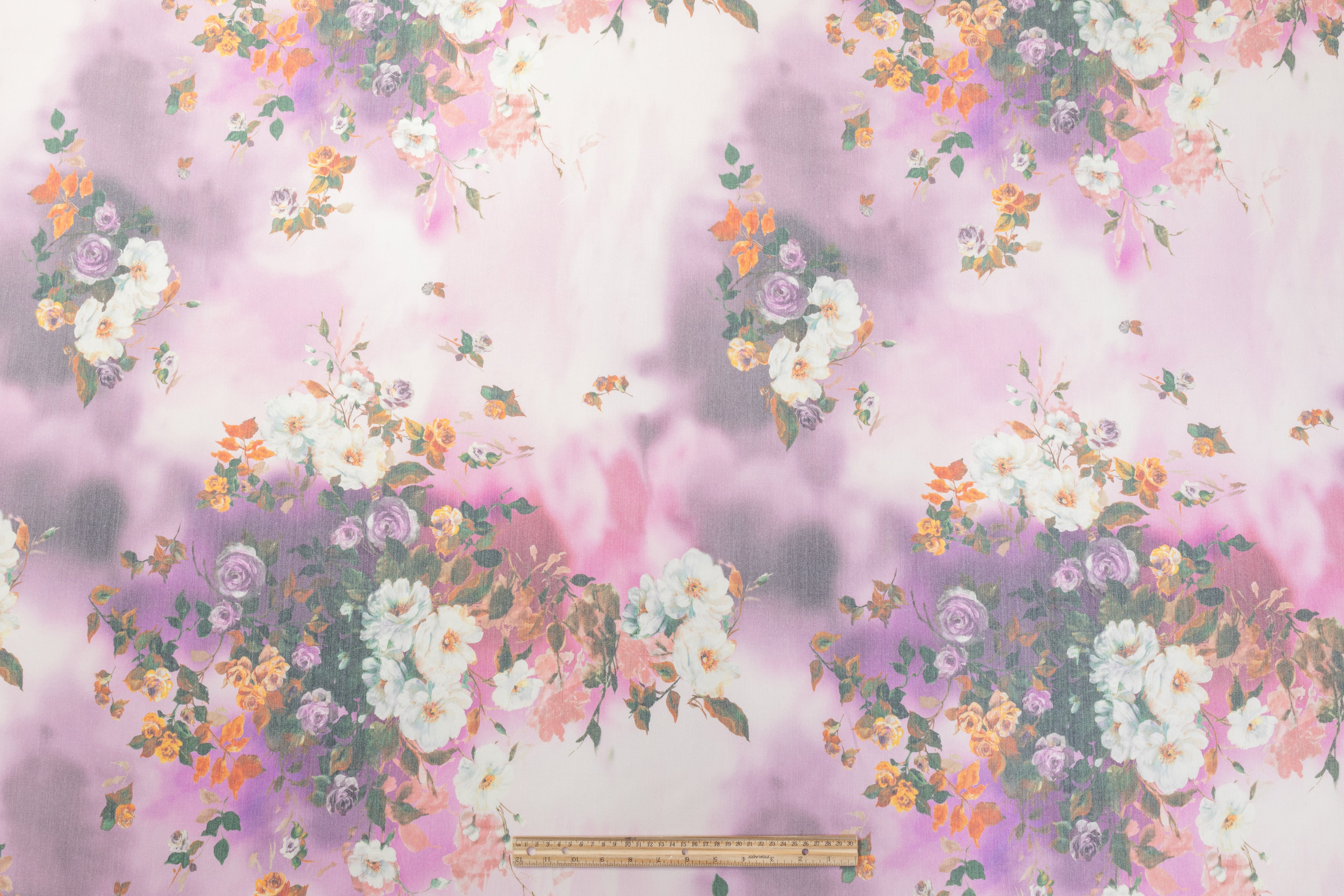 Floral Printed Italian Wool Twill - Multicolor