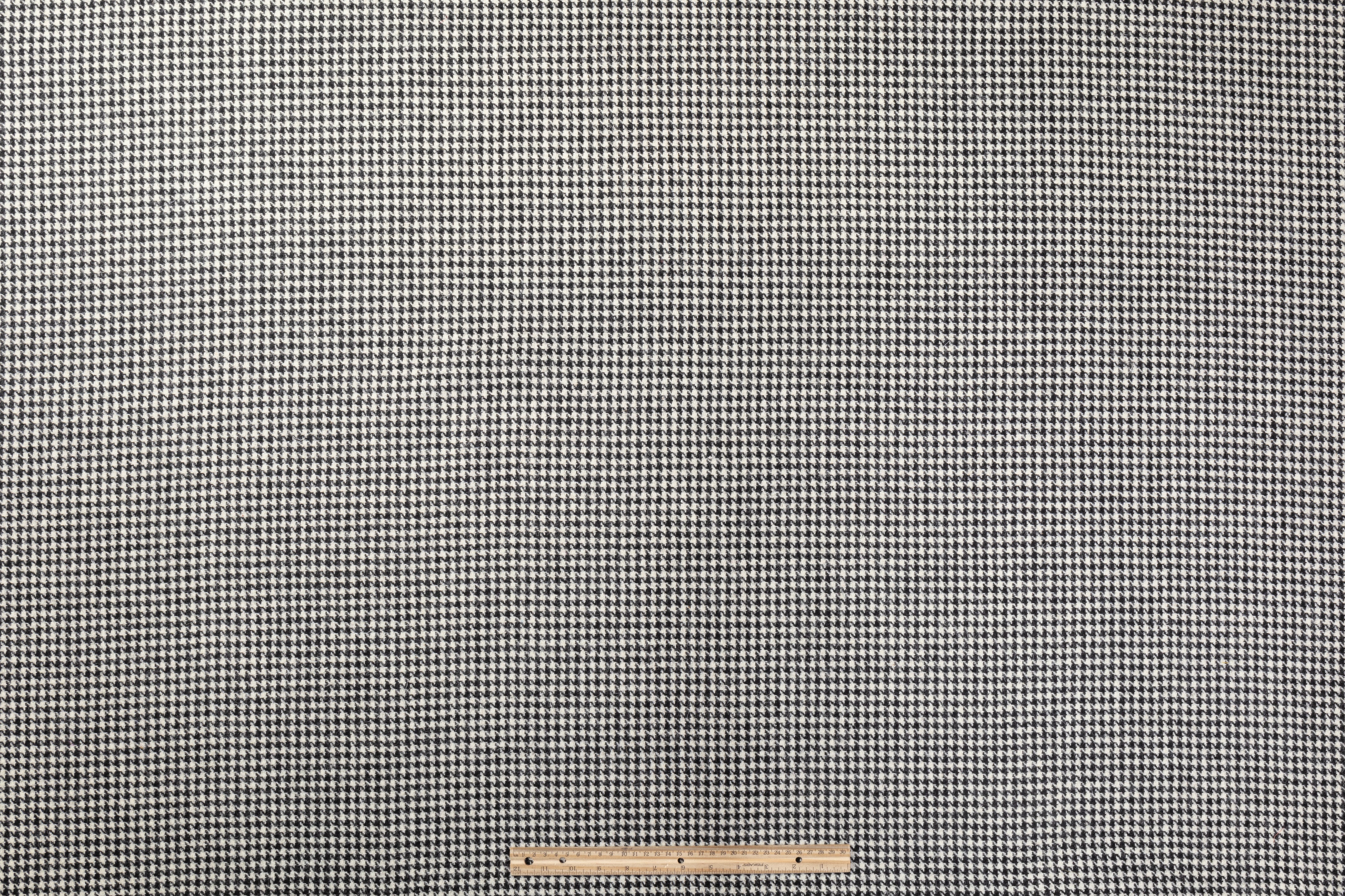 Houndstooth Wool Tweed Coating - Black / White