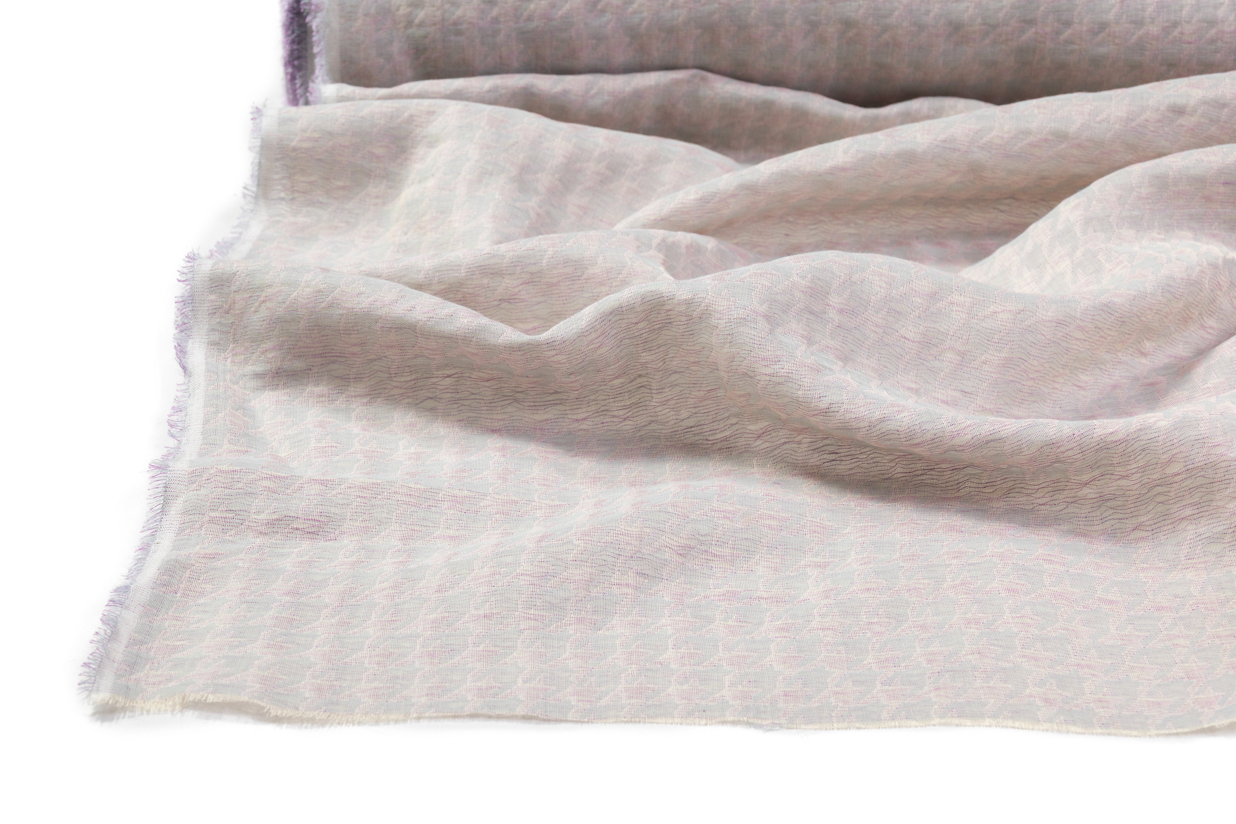 Houndstooth Italian Sheer Jacquard - Icy Blue / Lavender