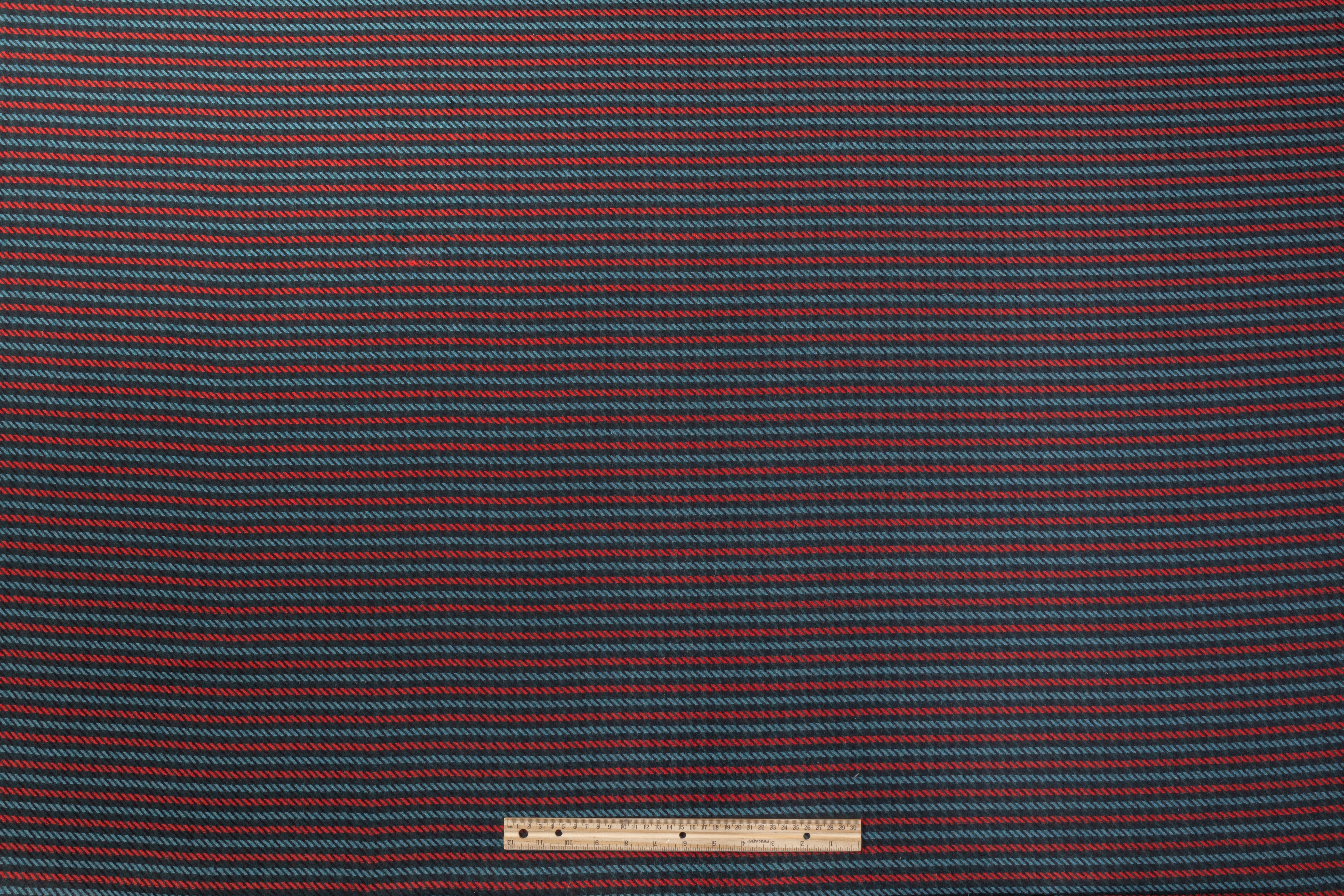 Striped Italian Wool Nylon Blend - Red / Blue / Green