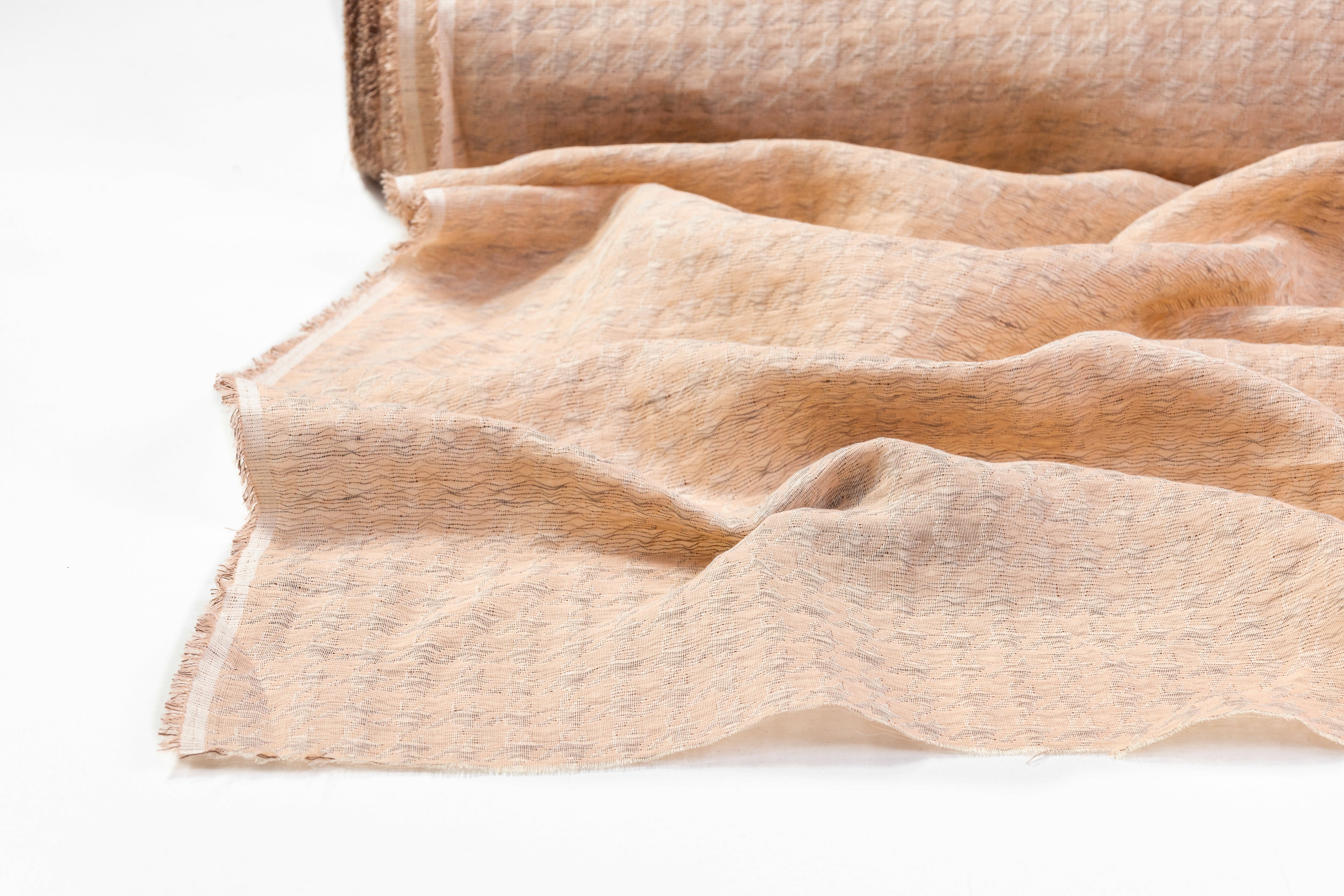 Houndstooth Italian Sheer Jacquard - Peach