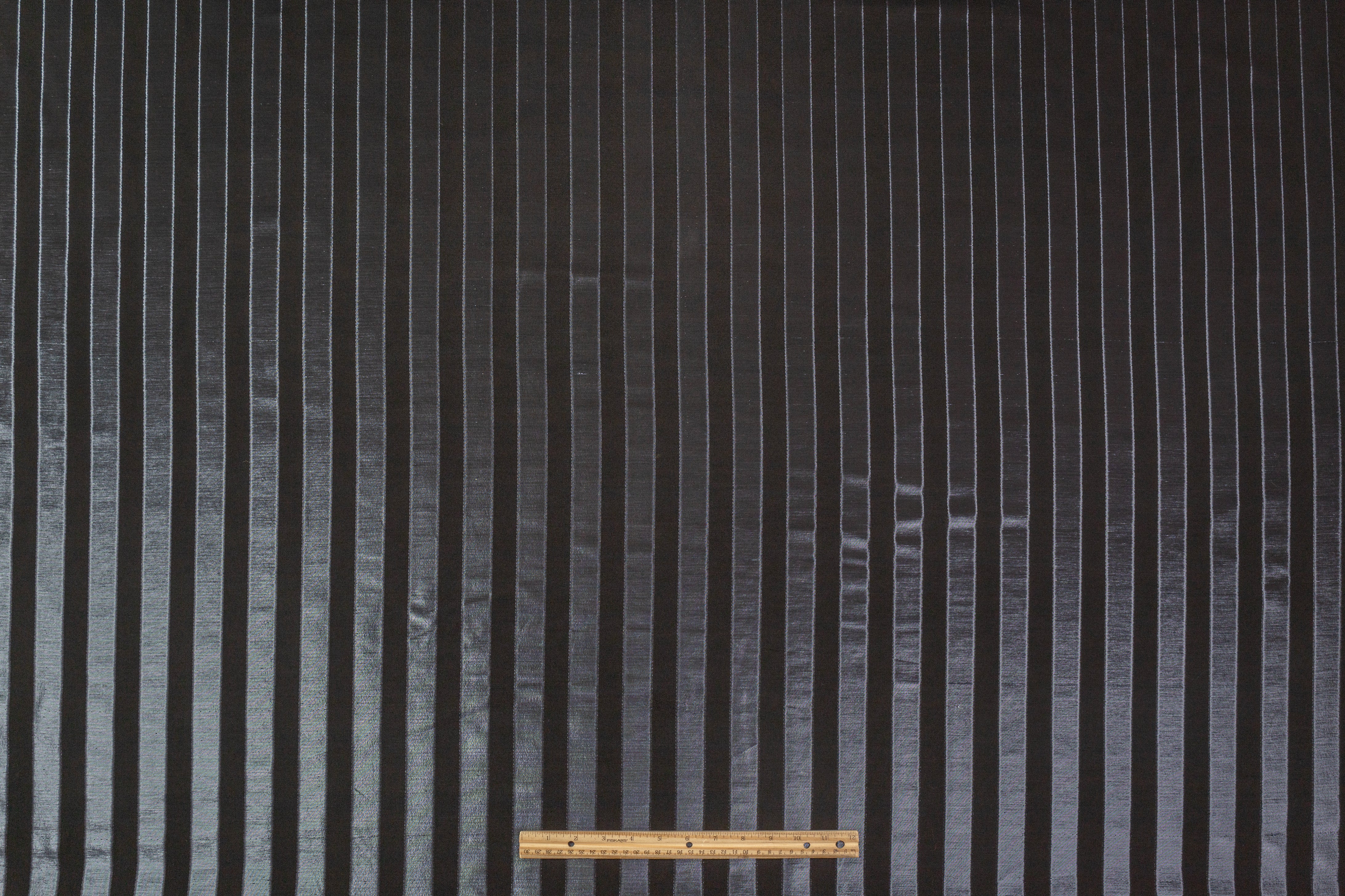 Metallic Italian Wool Faille - Black / Platinum Blue