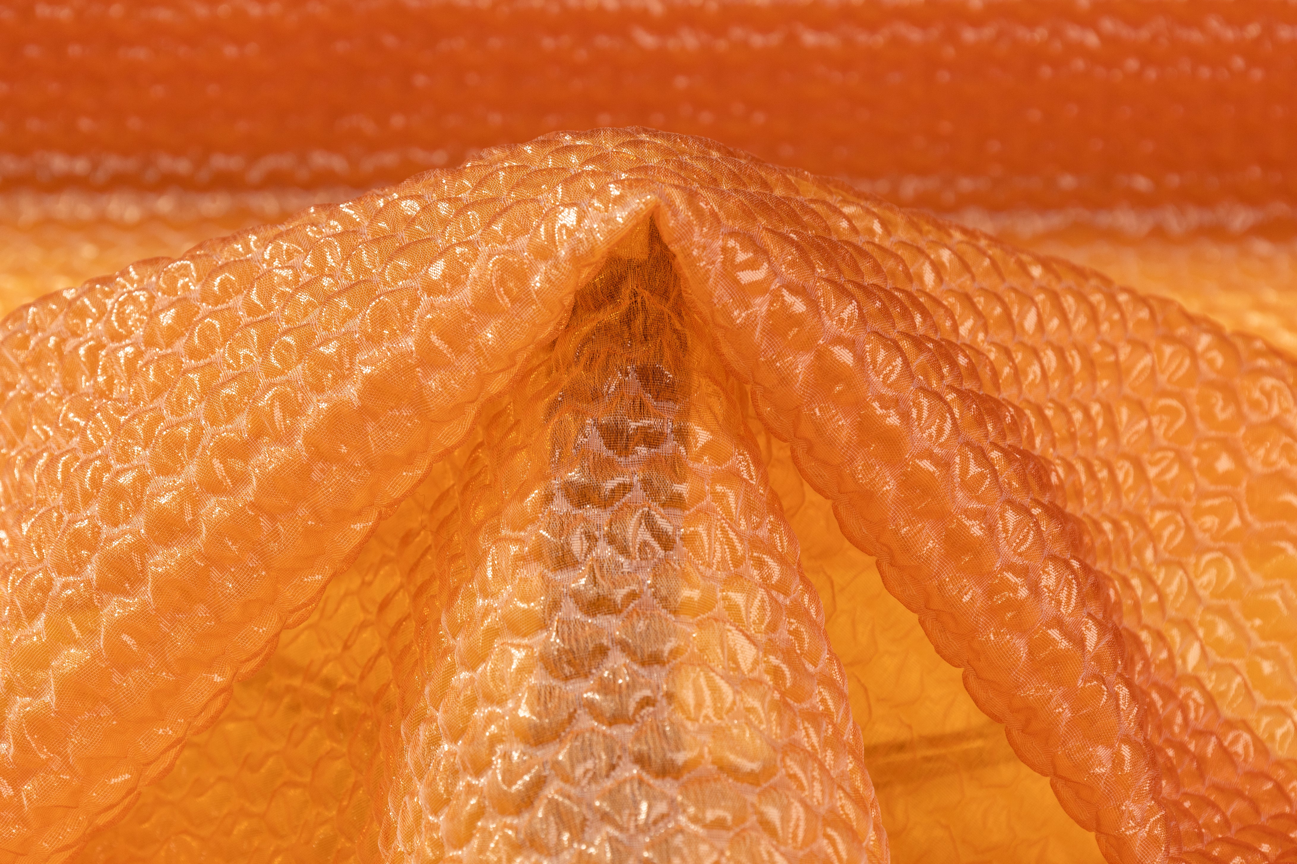 Metallic Italian Silk Blend Novelty Organza - Orange