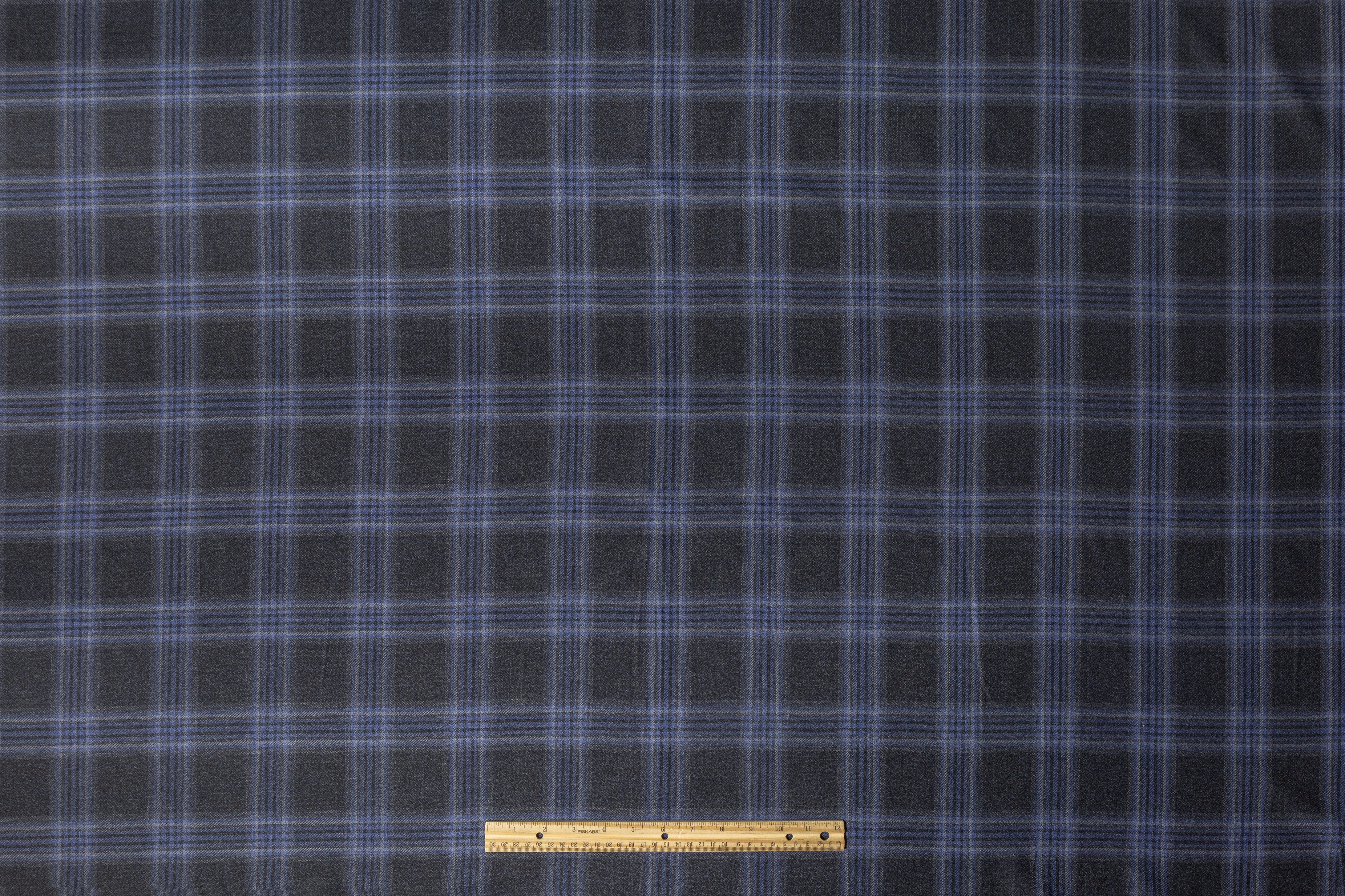 Plaid Italian Wool Suiting - Blue / Gray